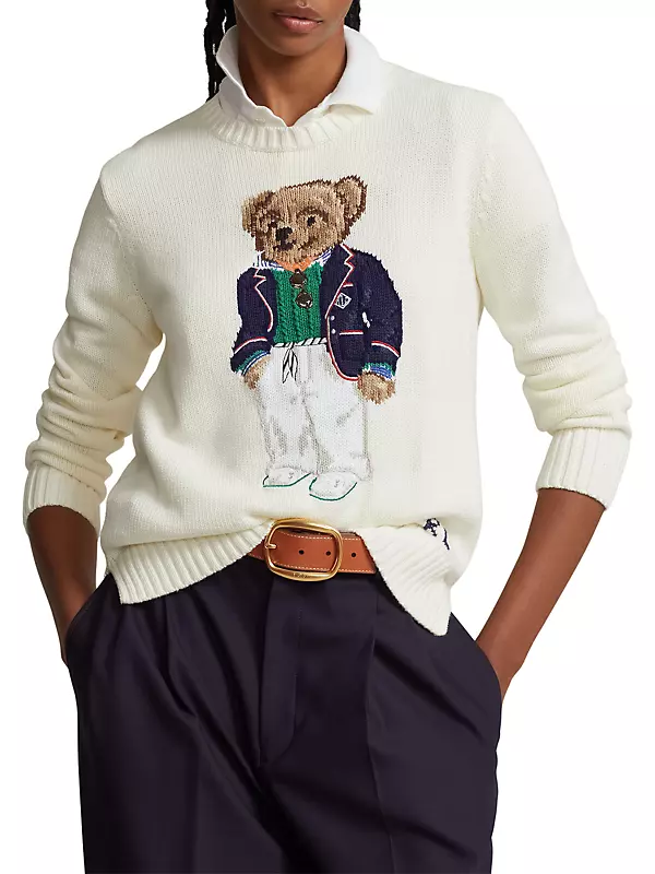 Shop Polo Ralph Lauren Cotton Bear Crewneck Sweater | Saks Fifth 