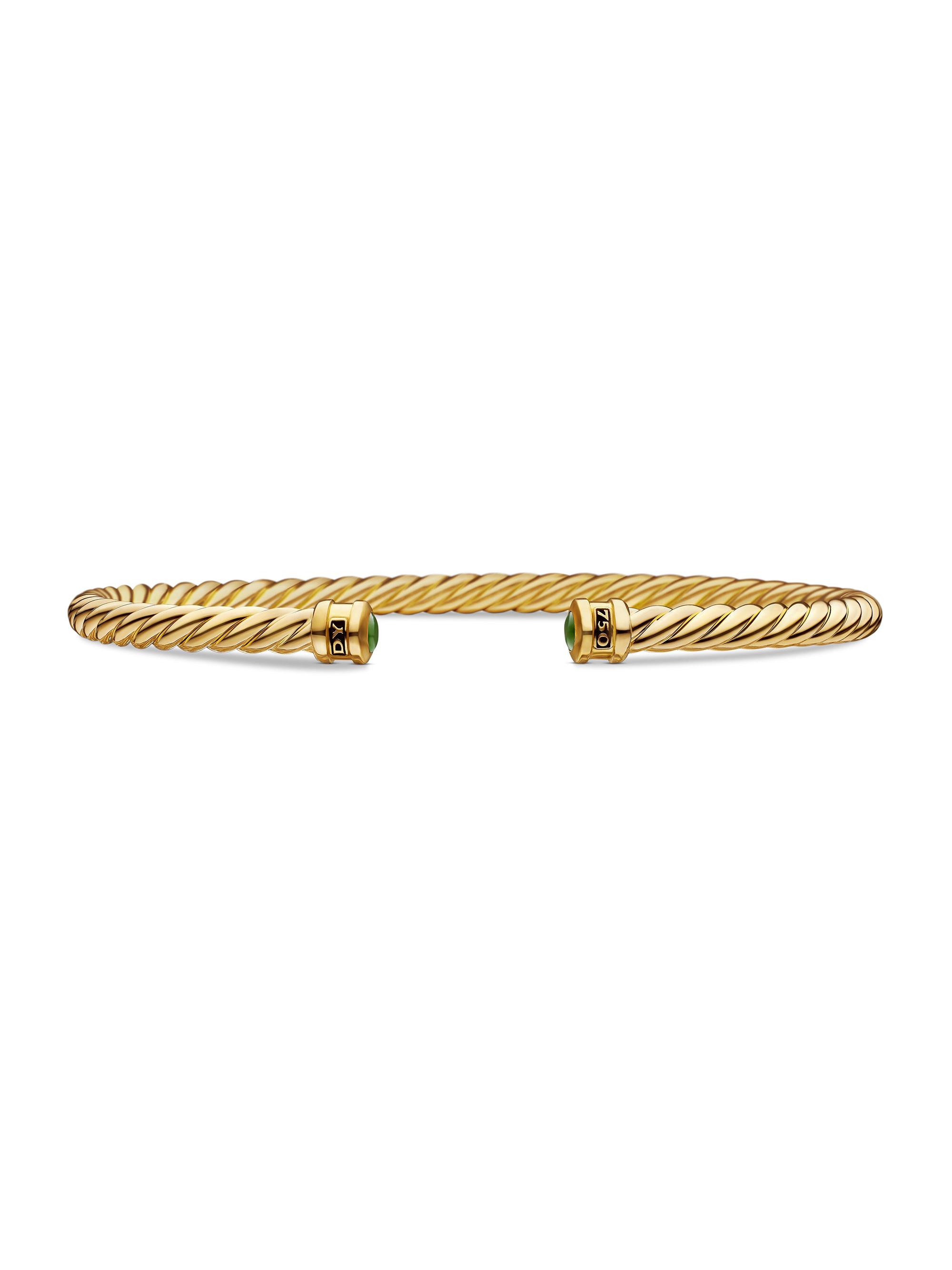 David Yurman Men's Cablespira Cuff Bracelet In 18K Yellow Gold - Nephrite Jade