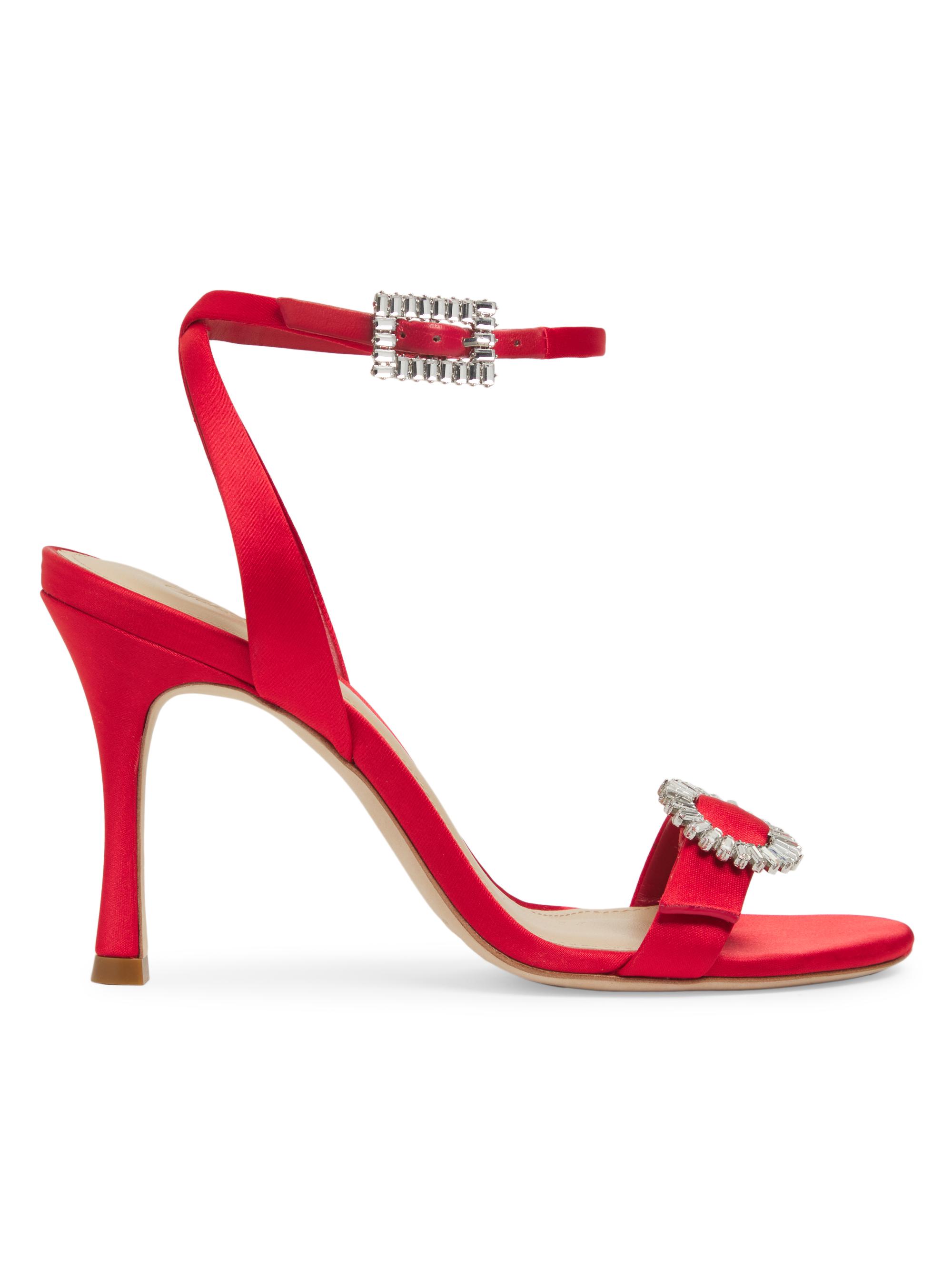 Saks Fifth Avenue Women's Satin 90MM Sandals - Red