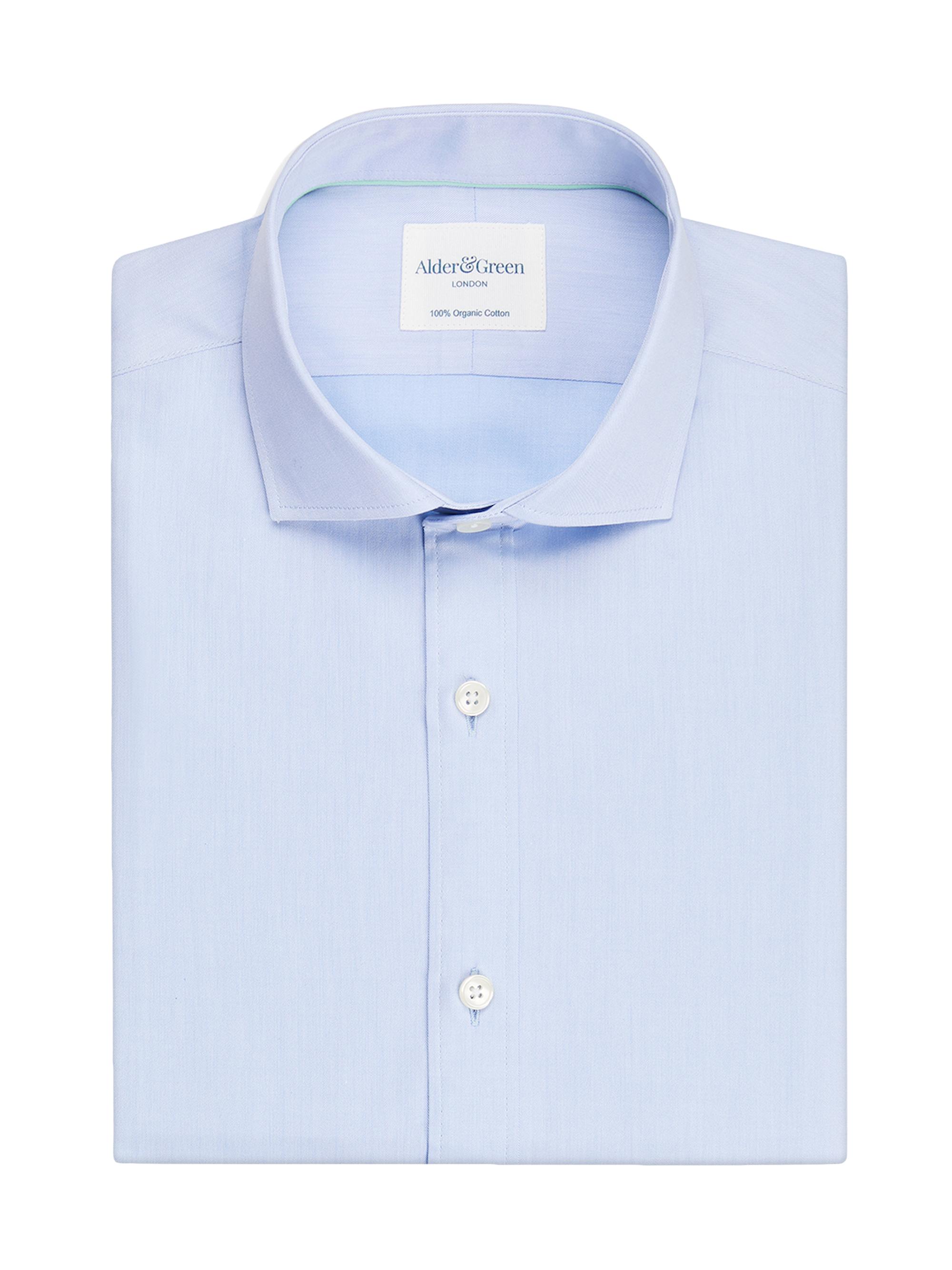 Alder & Green Men's Cotton Slim-Fit Dress Shirt - Sky Blue