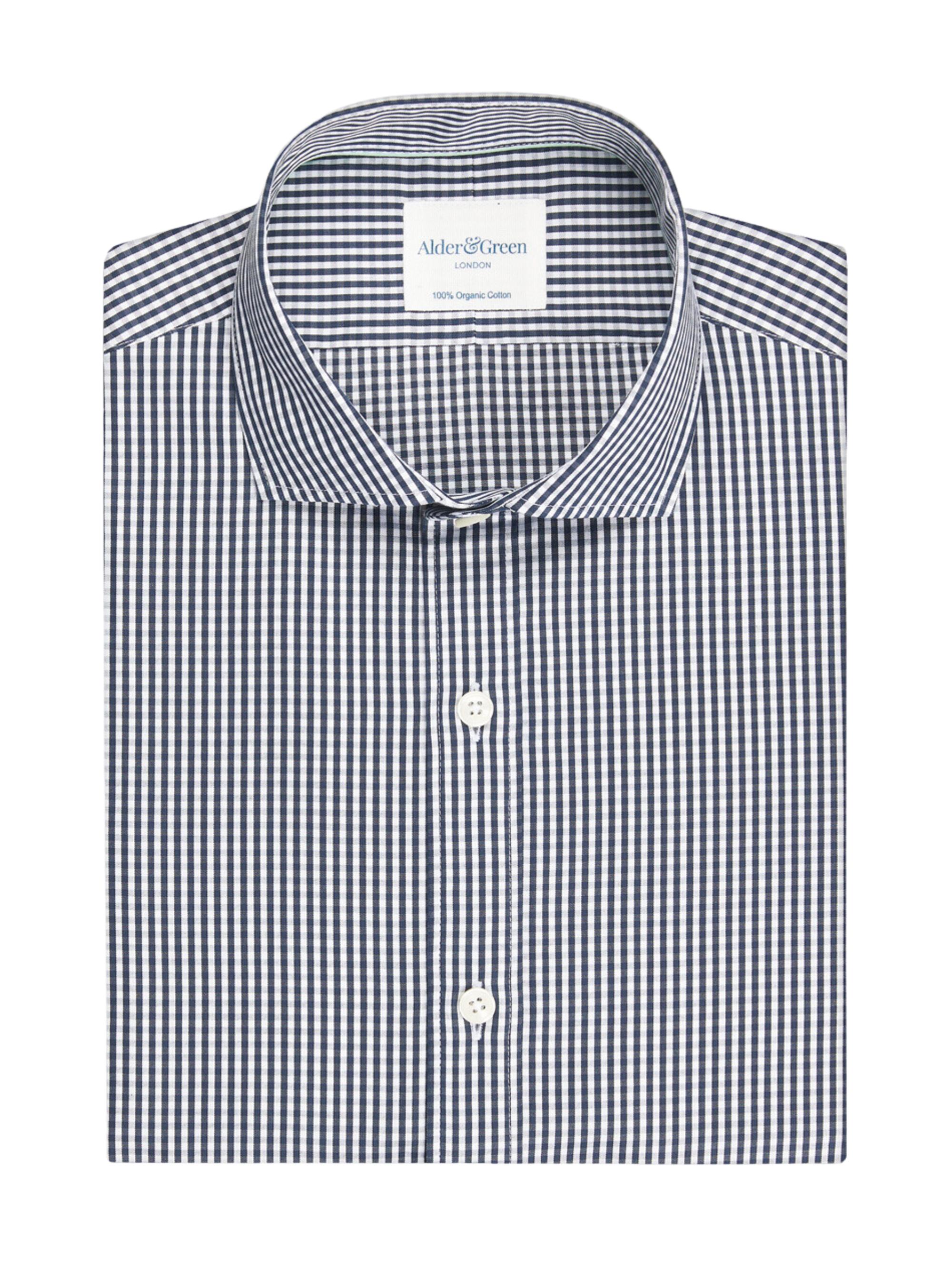 Alder & Green Men's Cotton Twill Slim-Fit Shirt - Navy Gingham