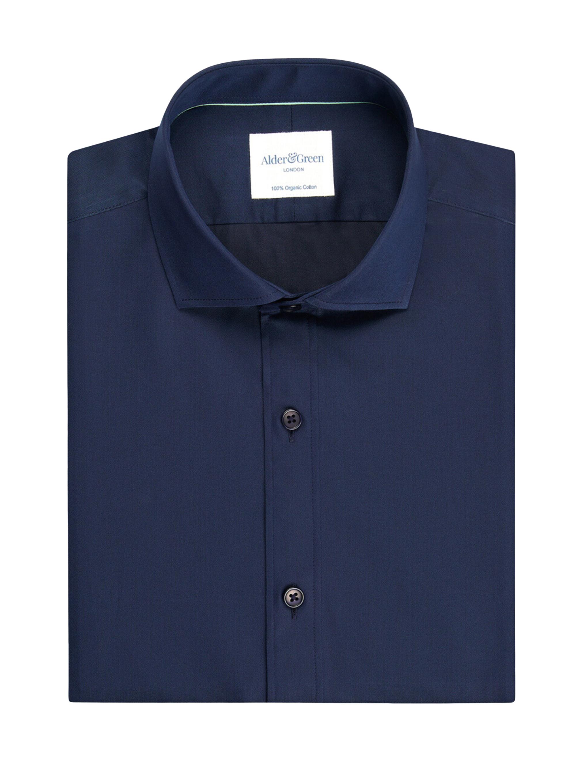 Alder & Green Men's Cotton Twill Slim-Fit Shirt - Navy