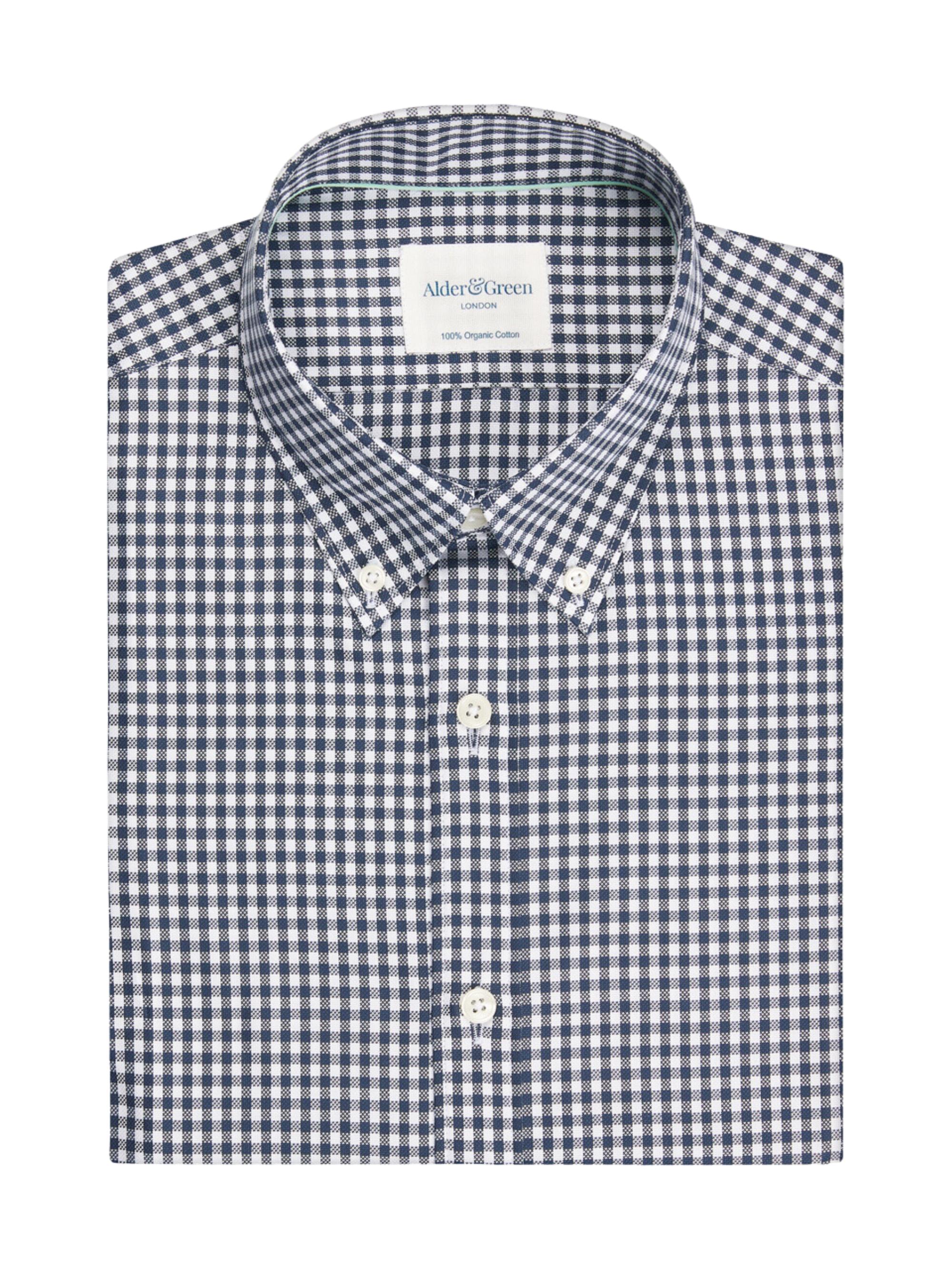 Alder & Green Men's Oxford Slim-Fit Shirt - Navy Gingham