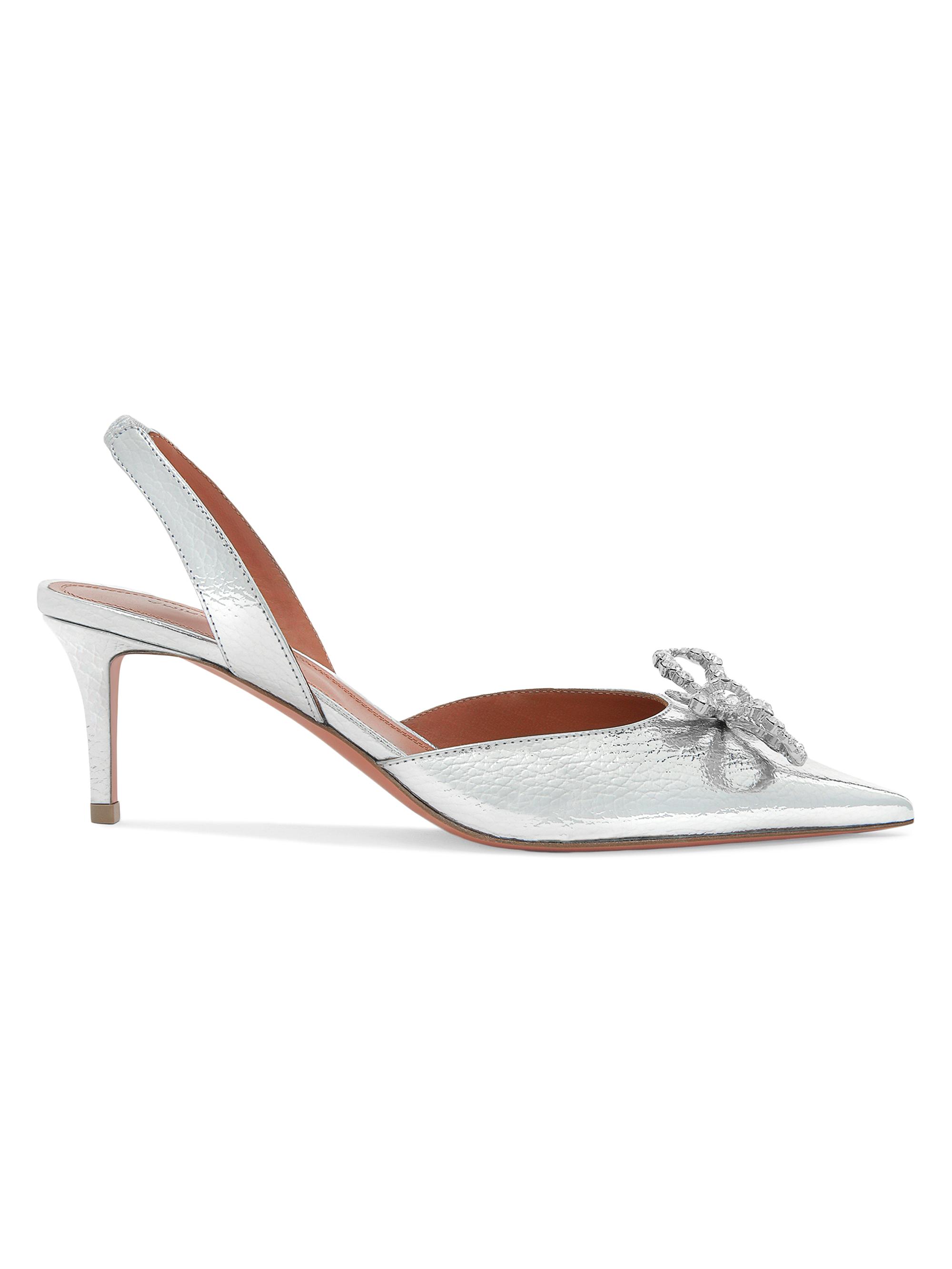 Amina Muaddi Women's Rosie 60MM Mirror Leather Slingback Pumps - Silver