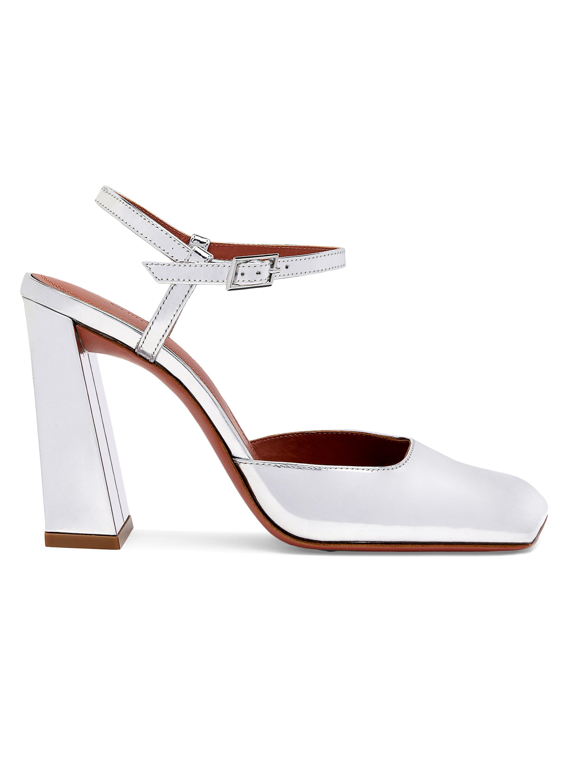 Amina Muaddi Women's Charlotte 95MM Mirror Leather Pumps - Mirror Silver