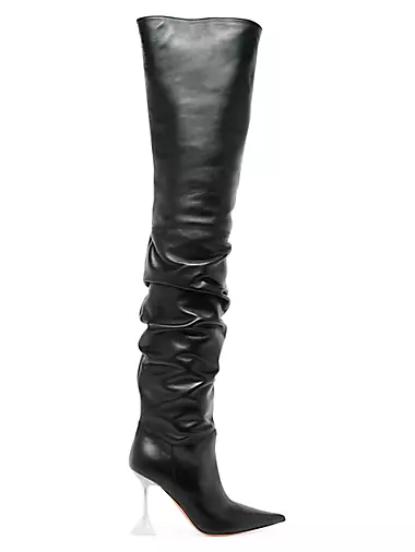 Olivia 95MM Leather Thigh-High Boots