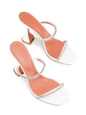 Amina Muaddi Dalida Satin 140mm platform sandals - Orange