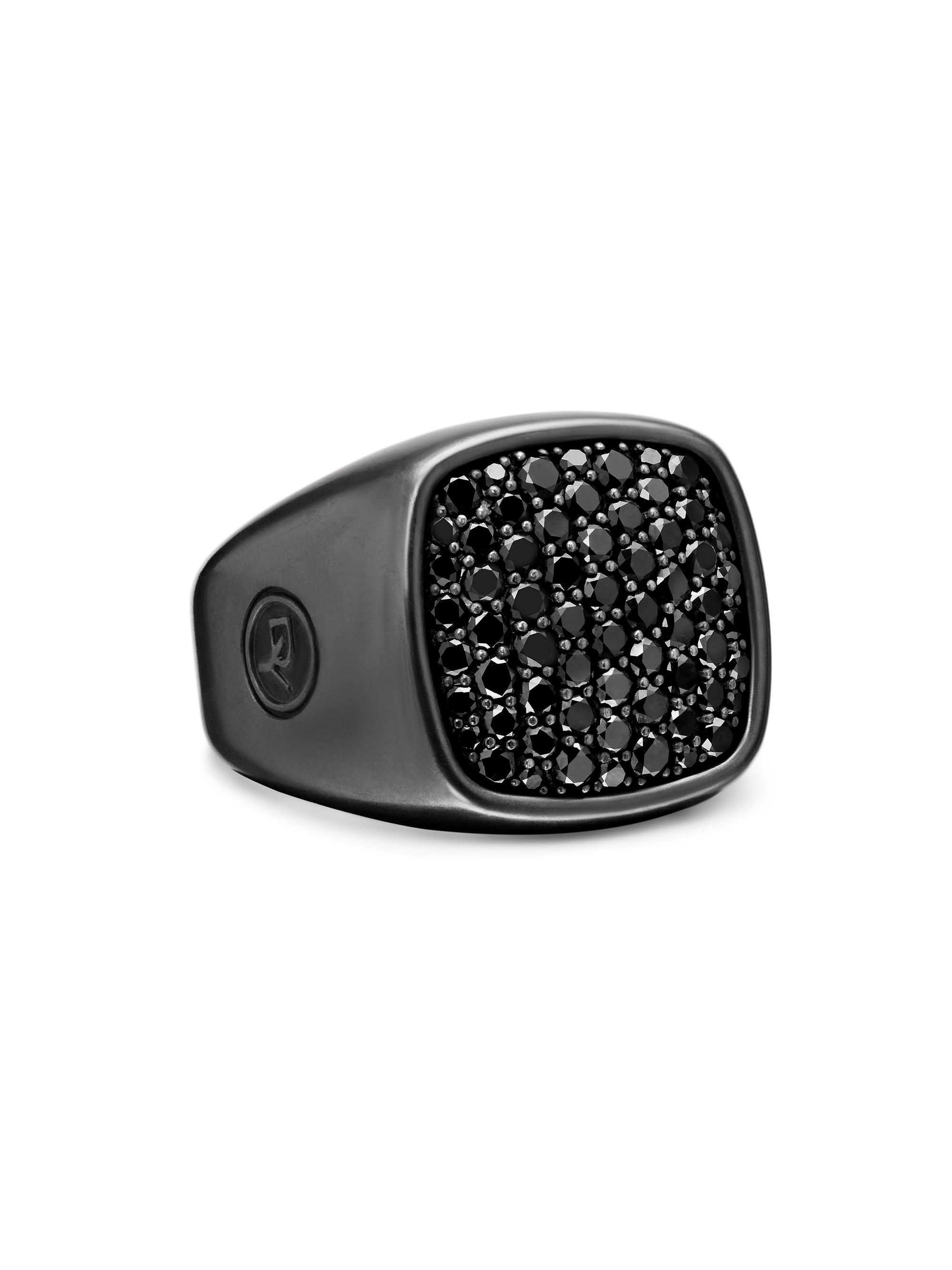 David Yurman Men's Streamline Signet Ring In Titanium - Black Diamond