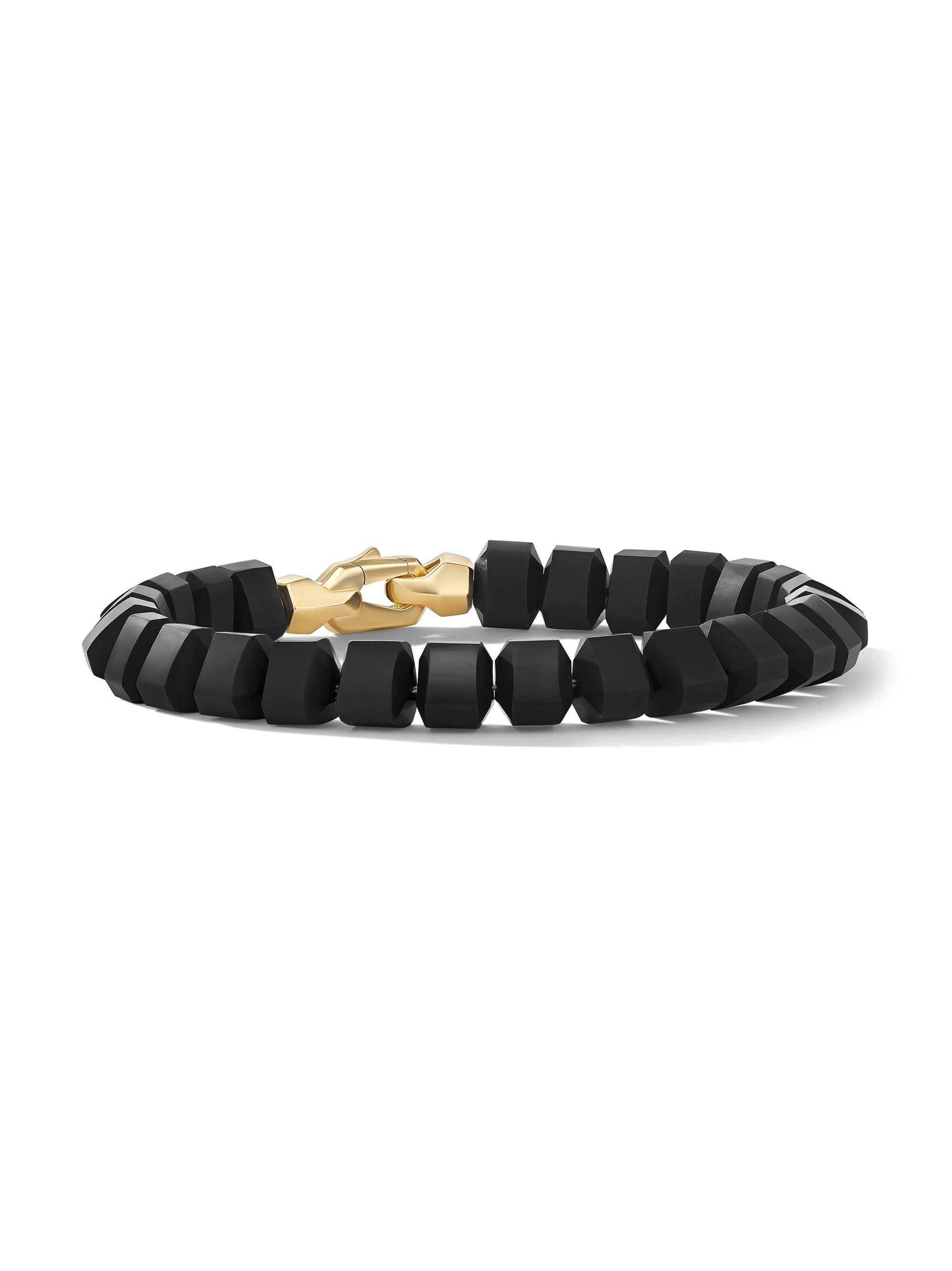David Yurman Men's Spiritual Beads Bracelet In 18K Yellow Gold - Black Onyx