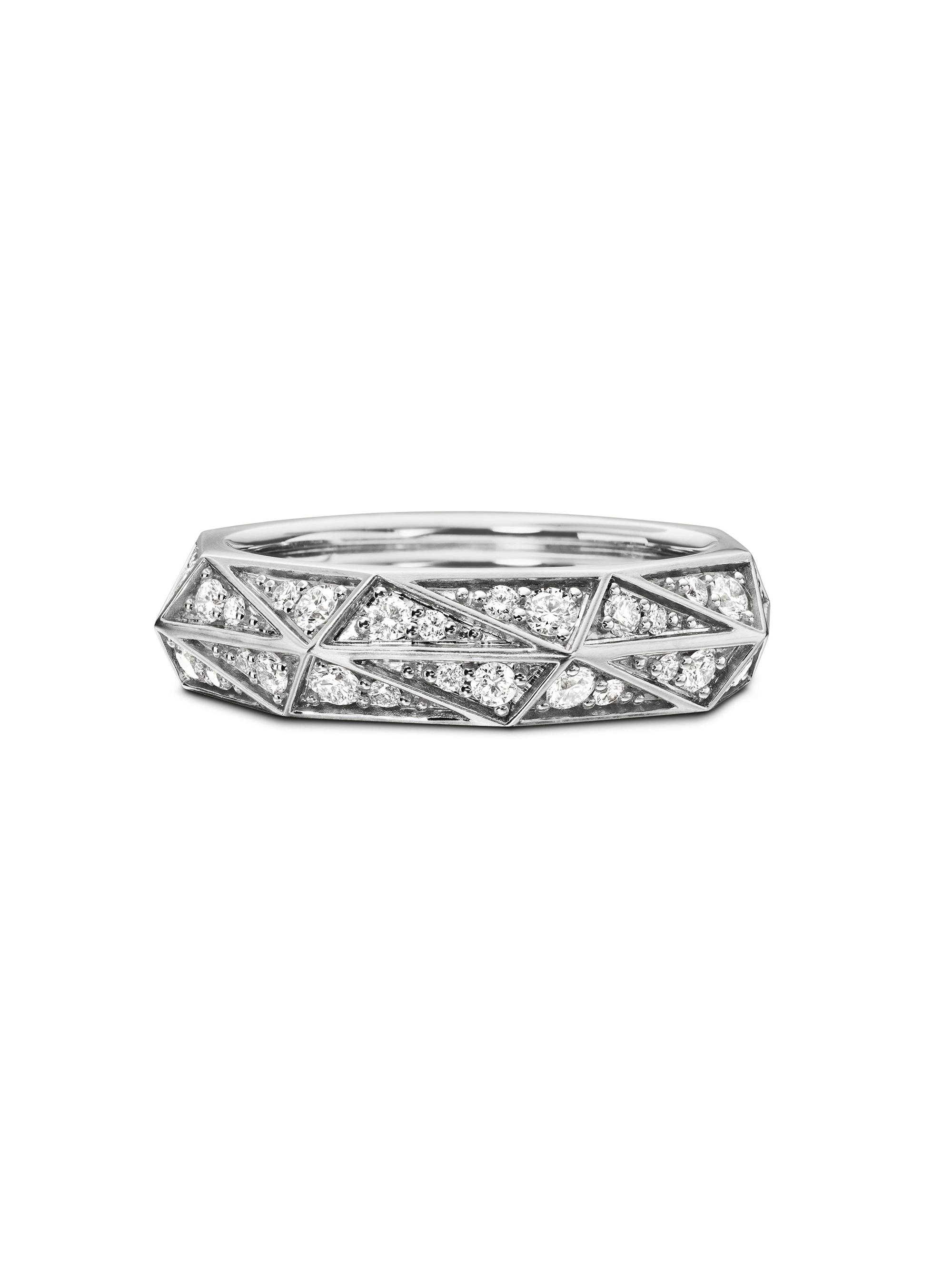 David Yurman Men's Torqued Faceted Band Ring in Sterling Silver - Diamond