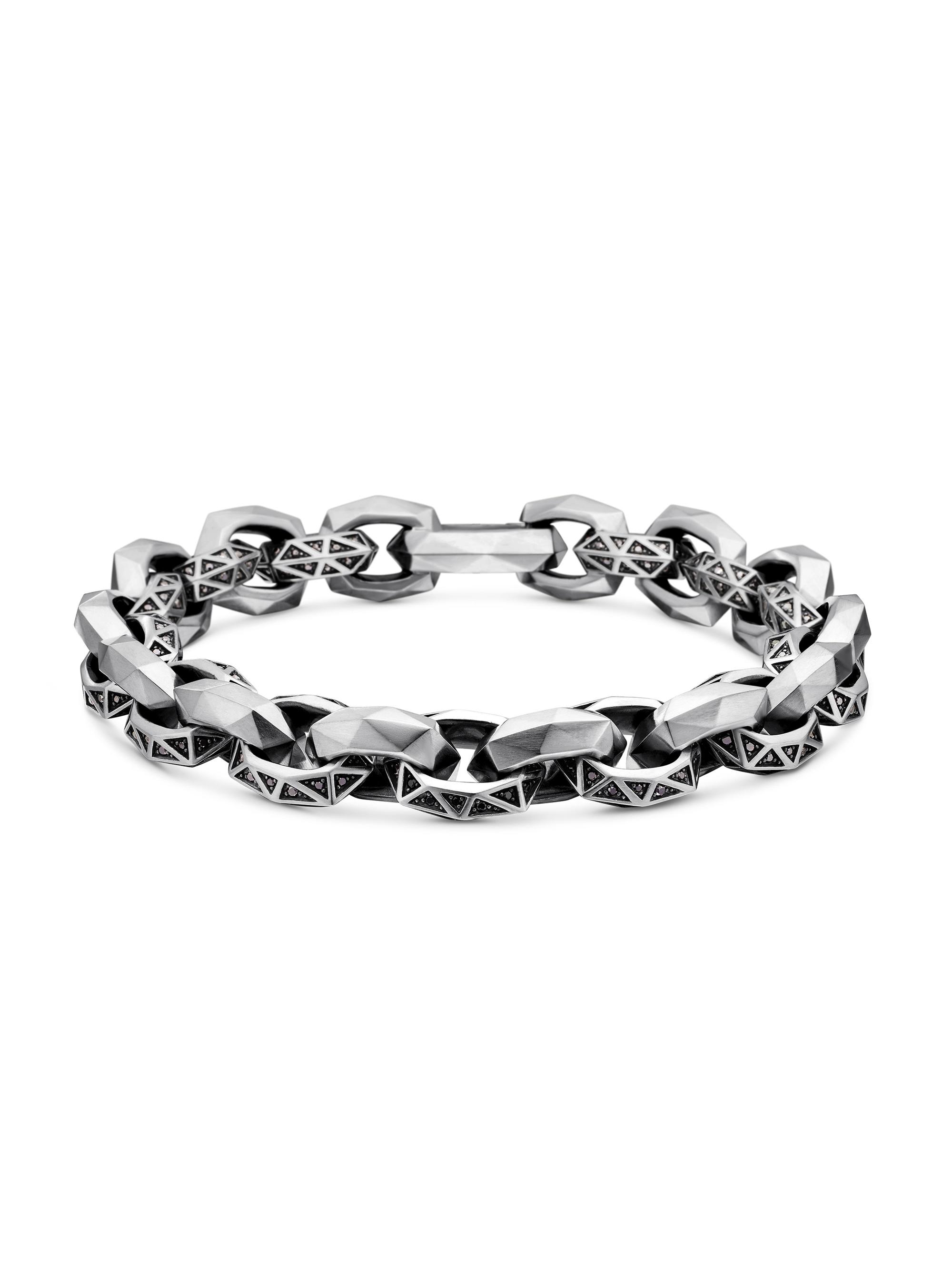 David Yurman Men's Torqued Faceted Link Bracelet in Sterling Silver - Diamond