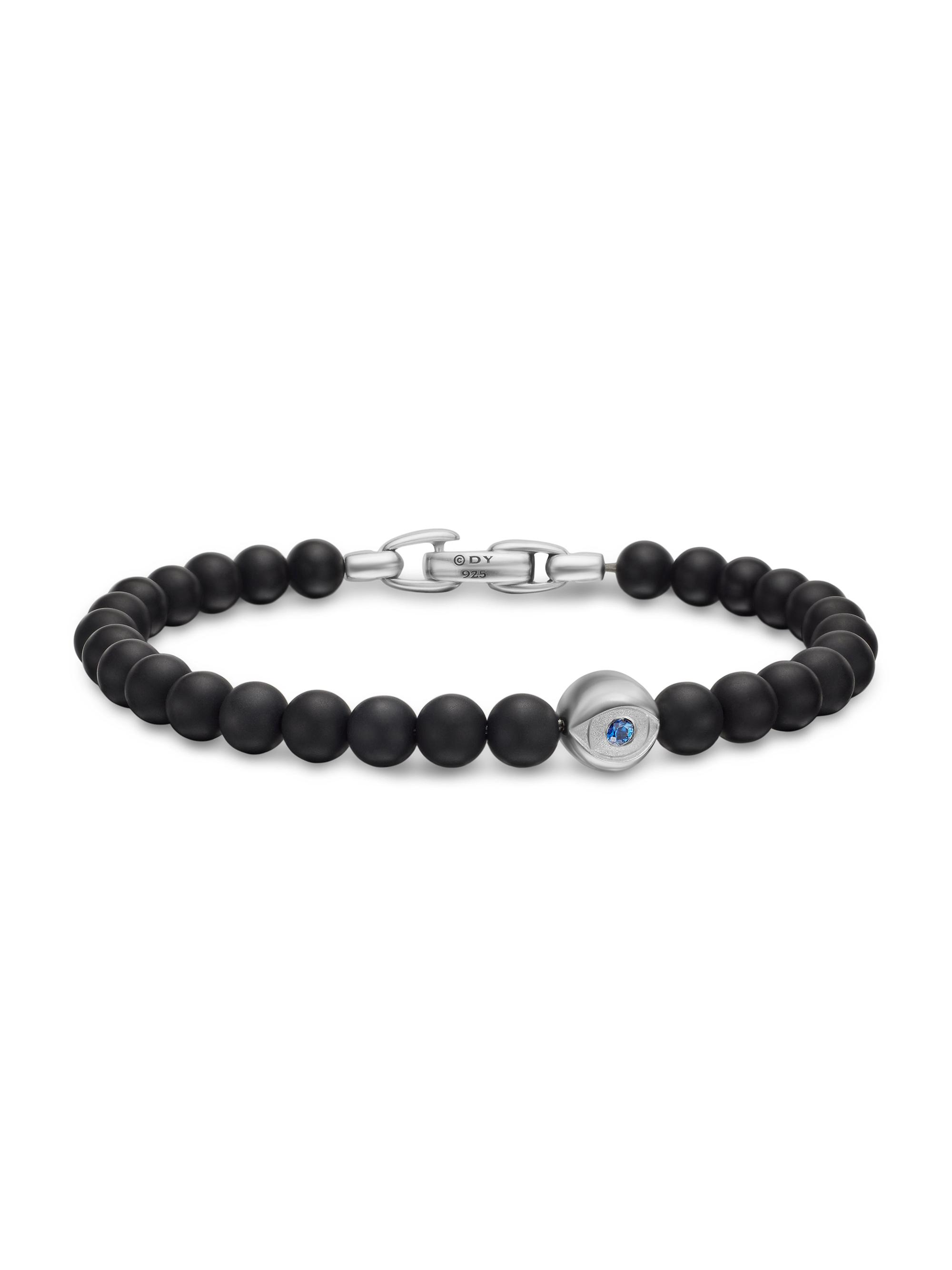 David Yurman Men's Spiritual Beads Evil Eye Bracelet In Sterling Silver - Black Onyx