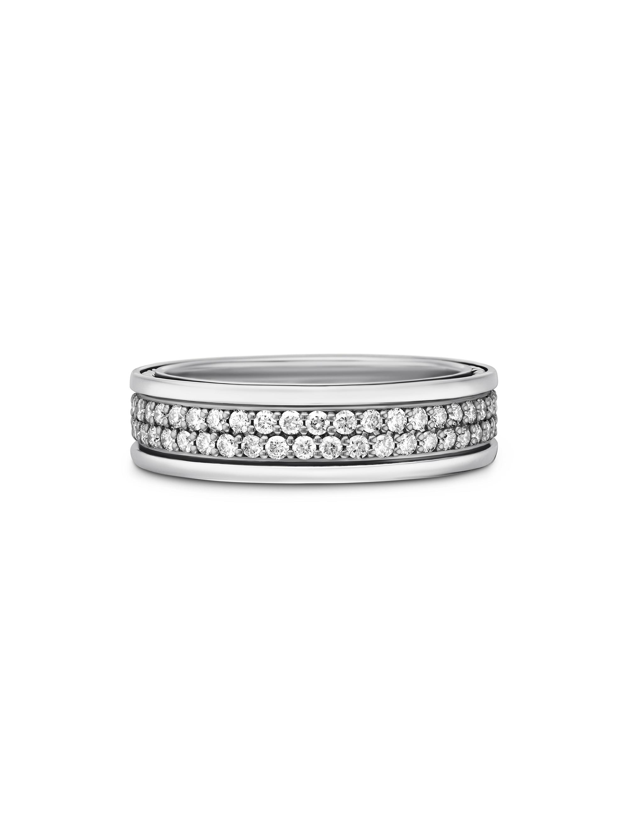 David Yurman Men's Streamline Two Row Band Ring In Sterling Silver - Diamond