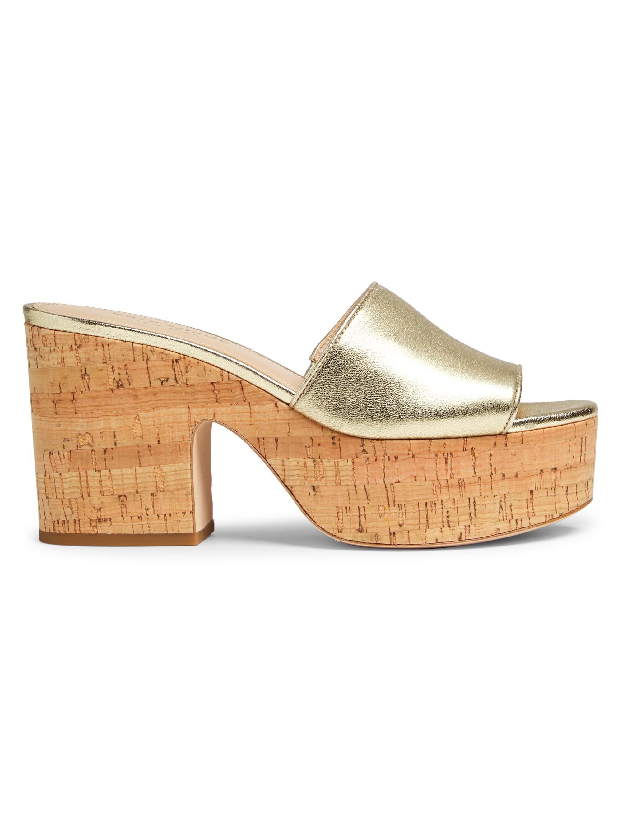 slim fit dress slacks Renee Gold Platform Heels