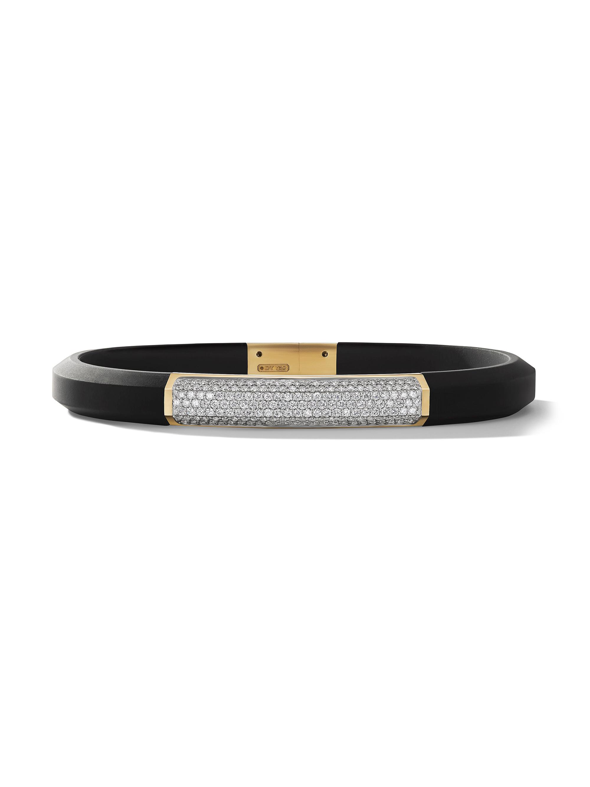 David Yurman Men's Streamline ID Bracelet In Rubber - Diamond