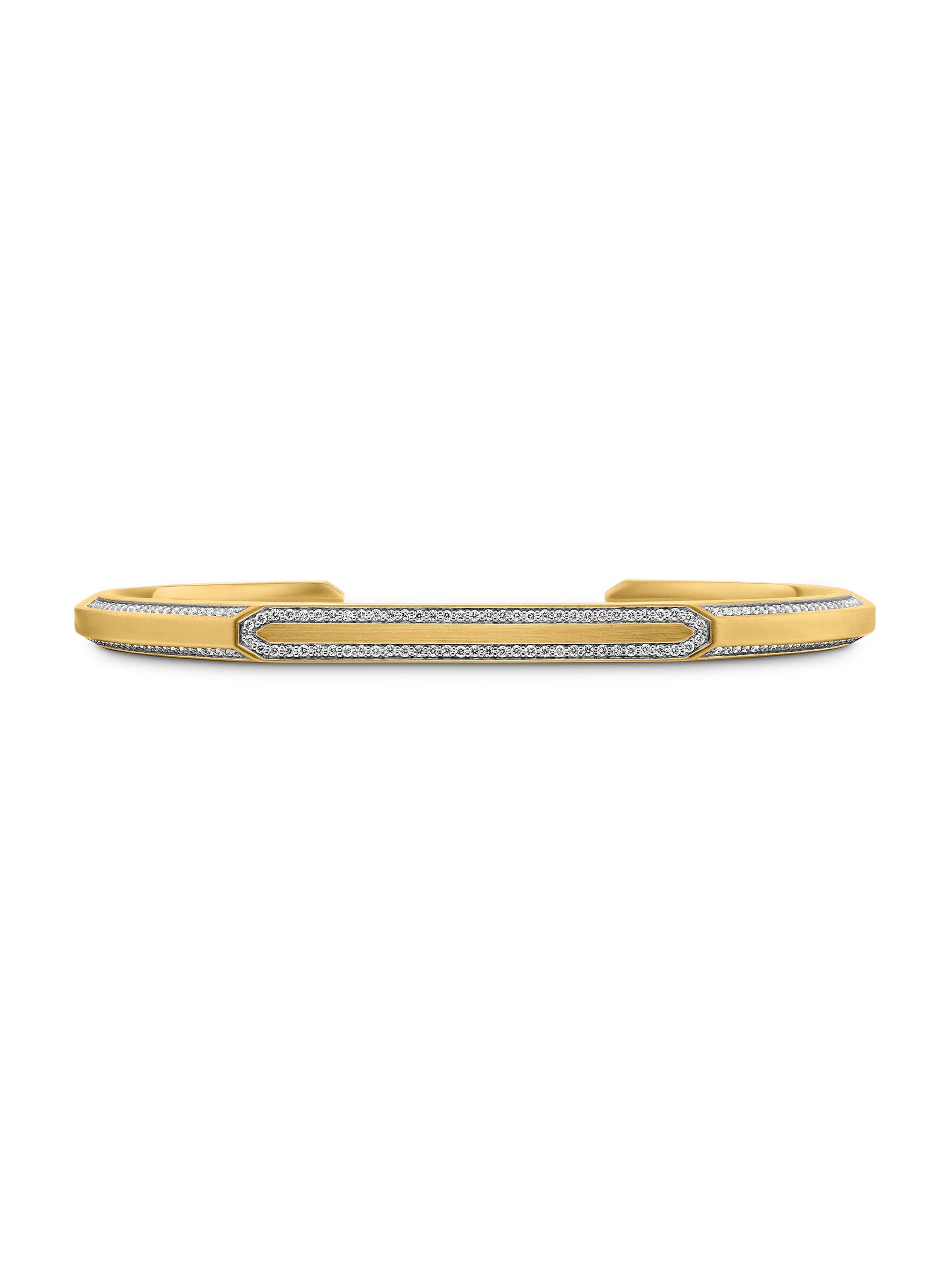 David Yurman Men's Streamline Cuff Bracelet In 18K Yellow Gold - Diamond