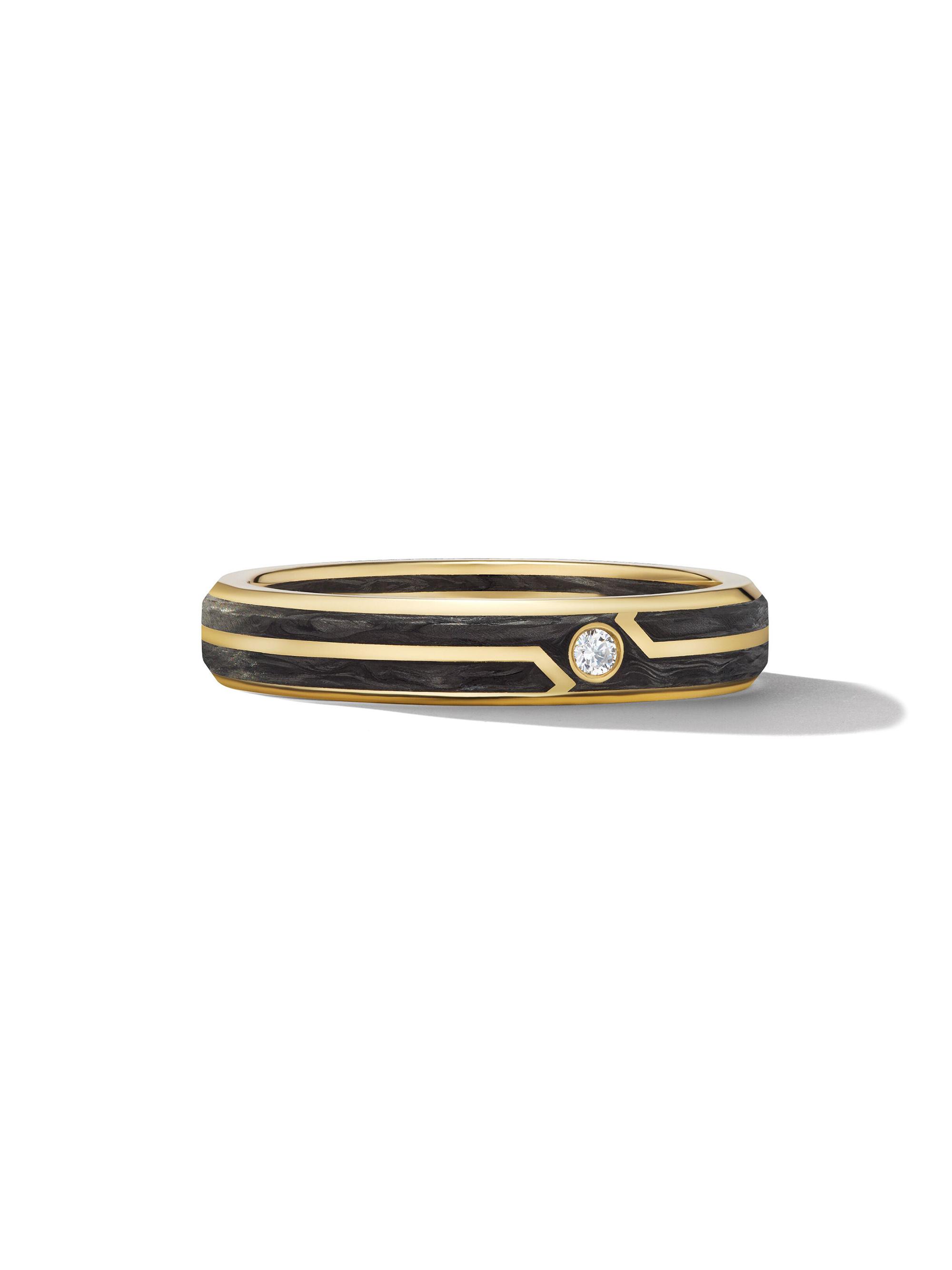 David Yurman Men's Forged Carbon Band Ring In 18K Gold - Black