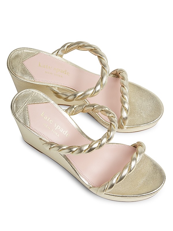 Shop kate spade new york Nina Leather Wedge Sandals | Saks Shop kate spade new york Nina Leather Wedge Sandals | Saks