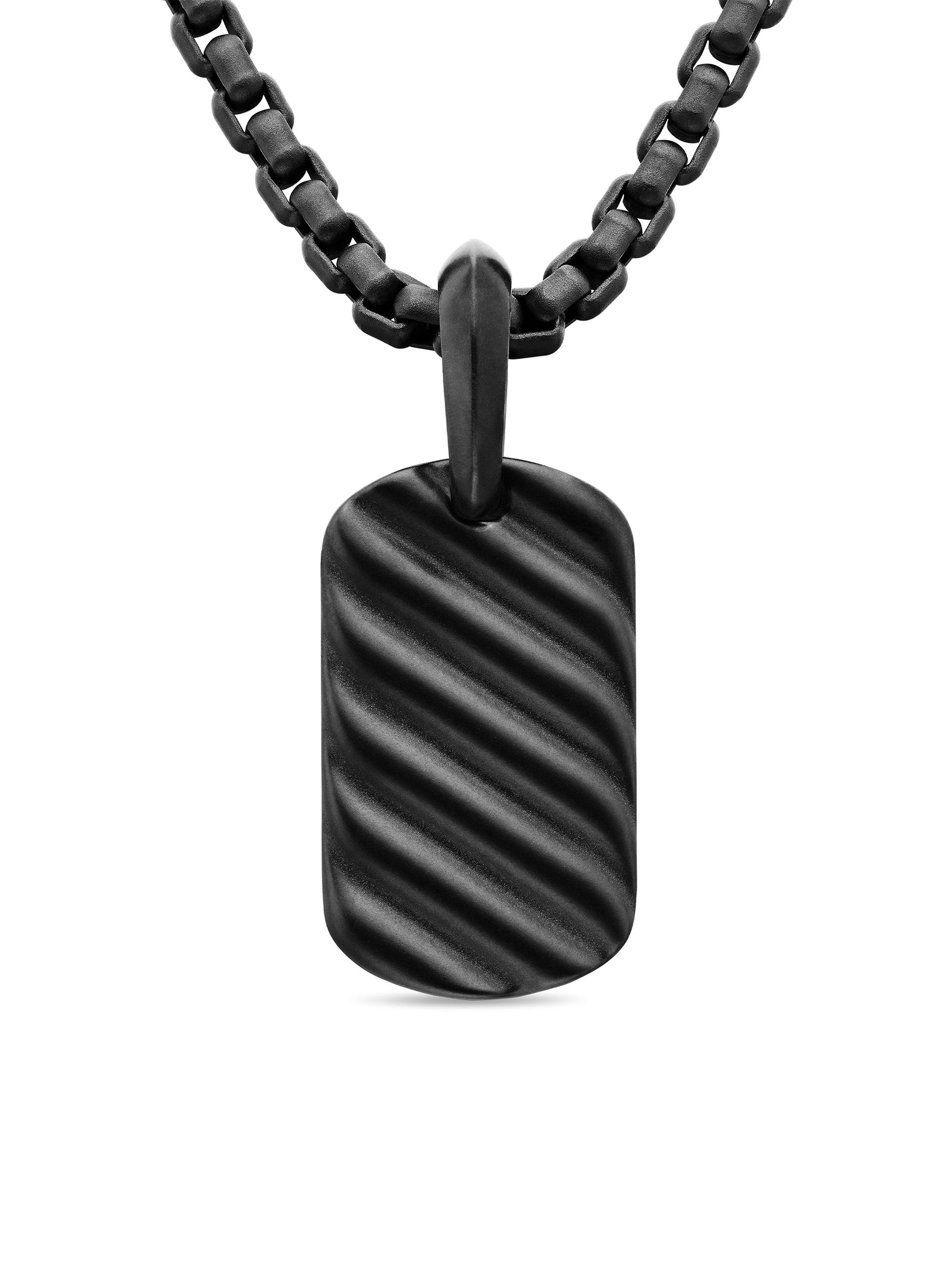 David Yurman Men's Sculpted Cable Tag Pendant In Titanium - Black