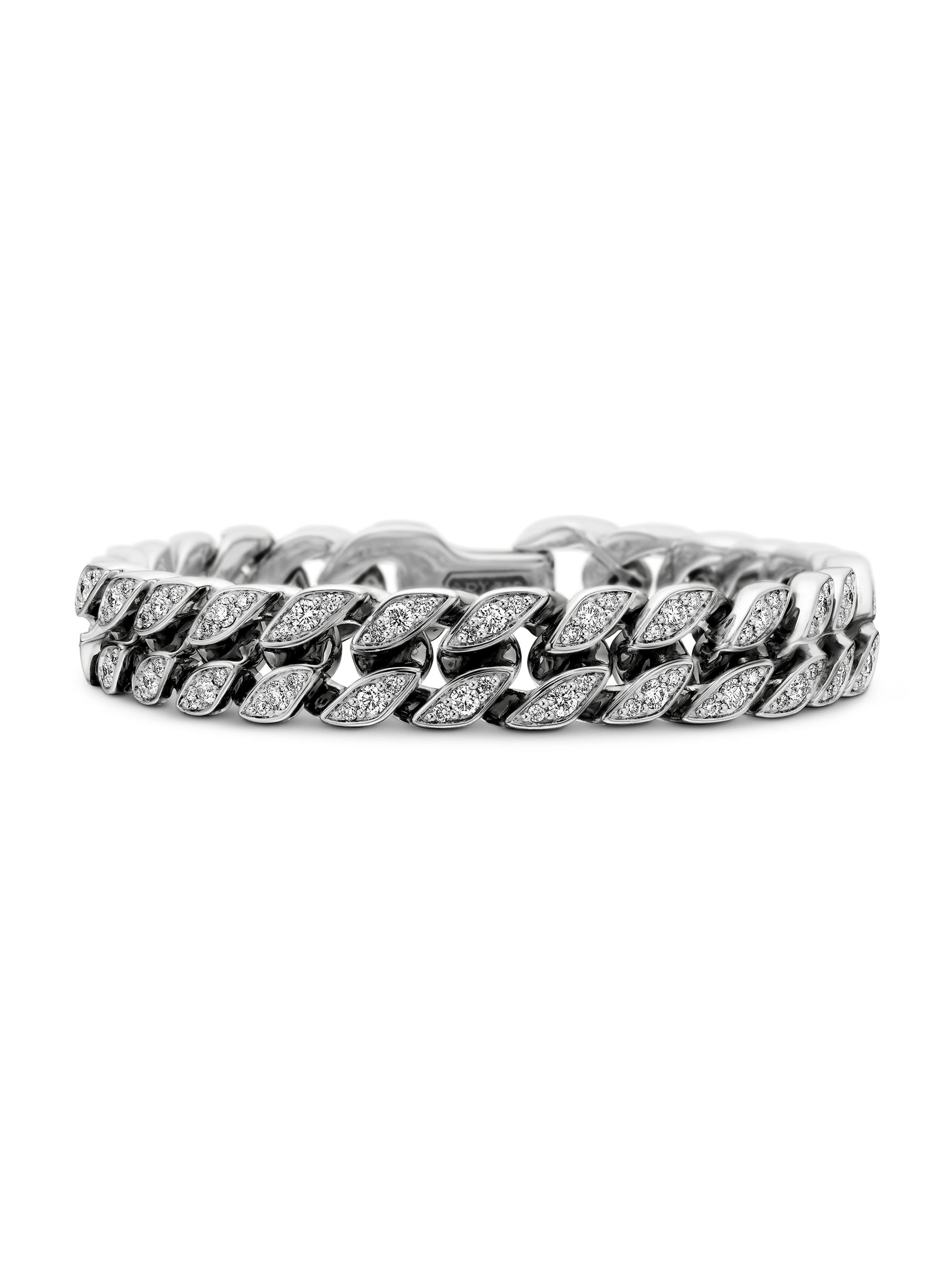 David Yurman Men's Curb Chain Bracelet in Sterling Silver - Diamond