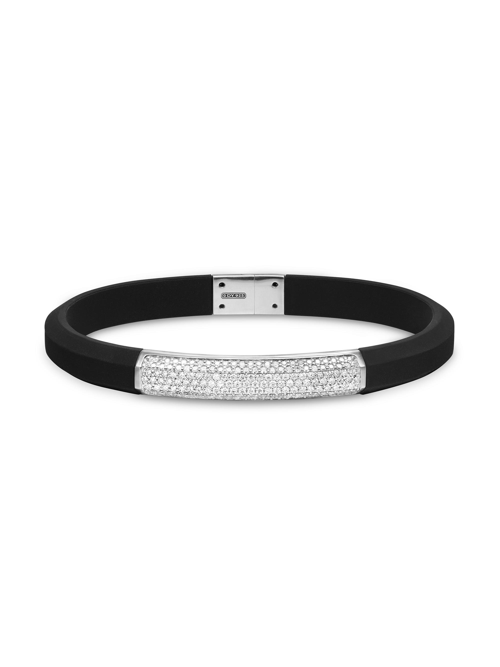 David Yurman Men's Streamline ID Bracelet in Rubber - Black Diamond