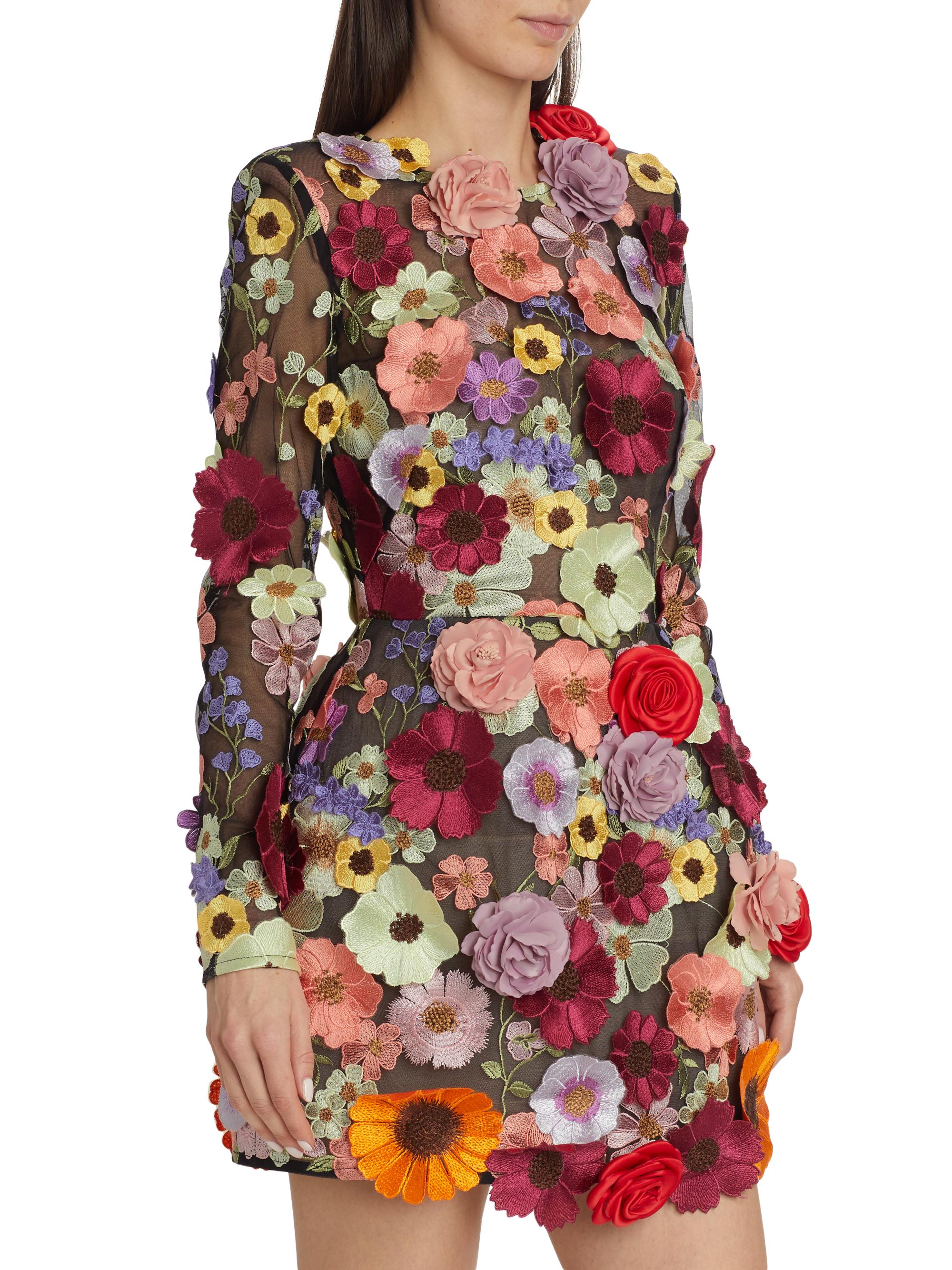 bouquet maraya mini dress in black multi bronx and banco Bronx And Banco Bouquet Maraya Strapless Applique Mini Dress In Black Multi