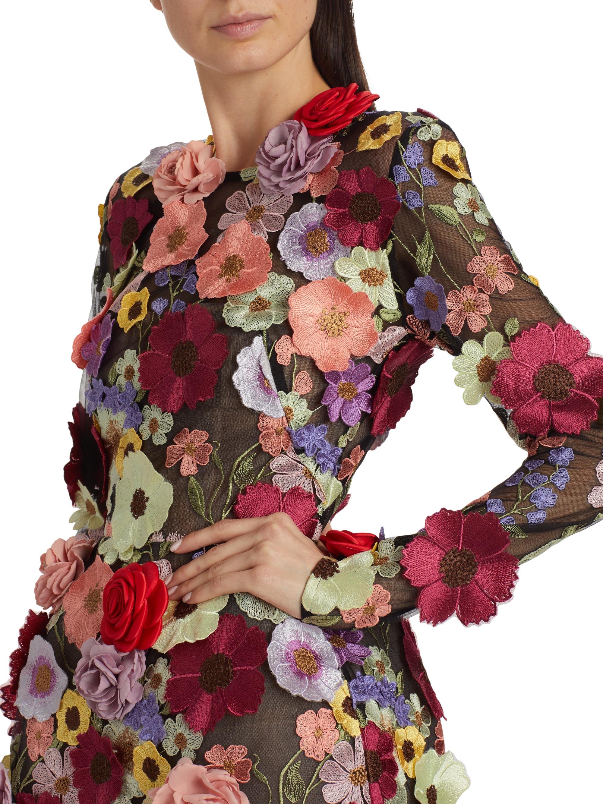 Bronx Banco Maraya Bouquet Long-Sleeve Minidress | Saks Fifth Avenue