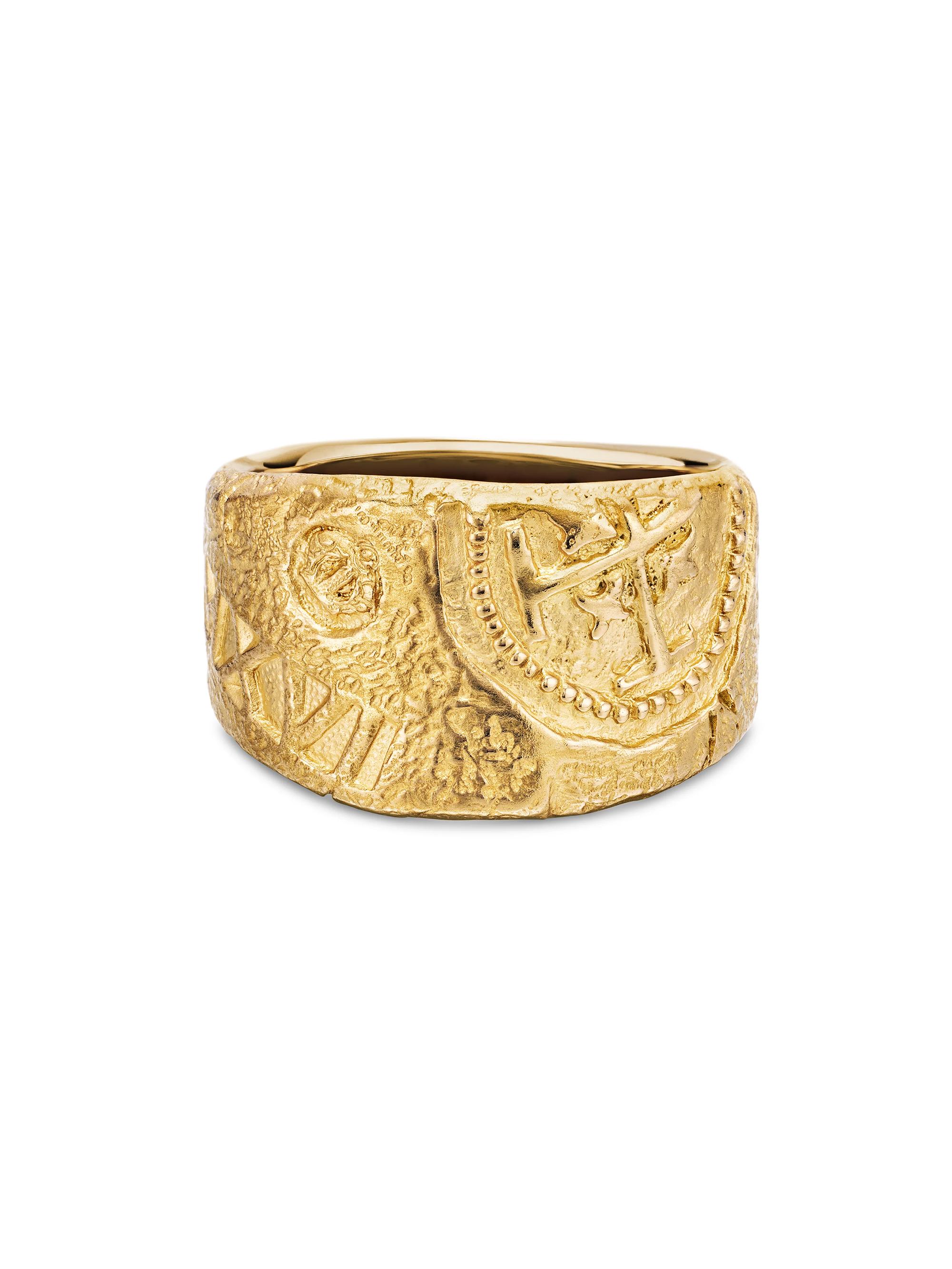 David Yurman Shipwreck Cigar Band Ring in 18K Yellow Gold