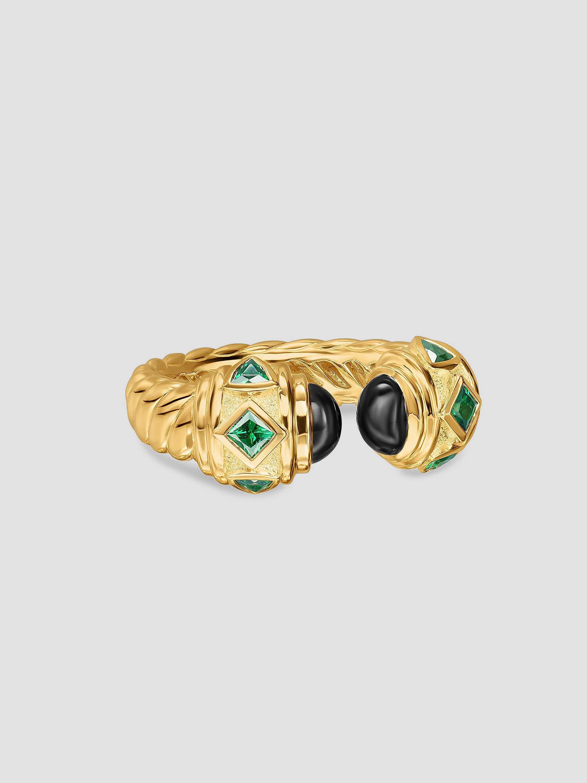 David Yurman Women's Renaissance Color Ring in 18K Yellow Gold - Black Onyx - Size 9