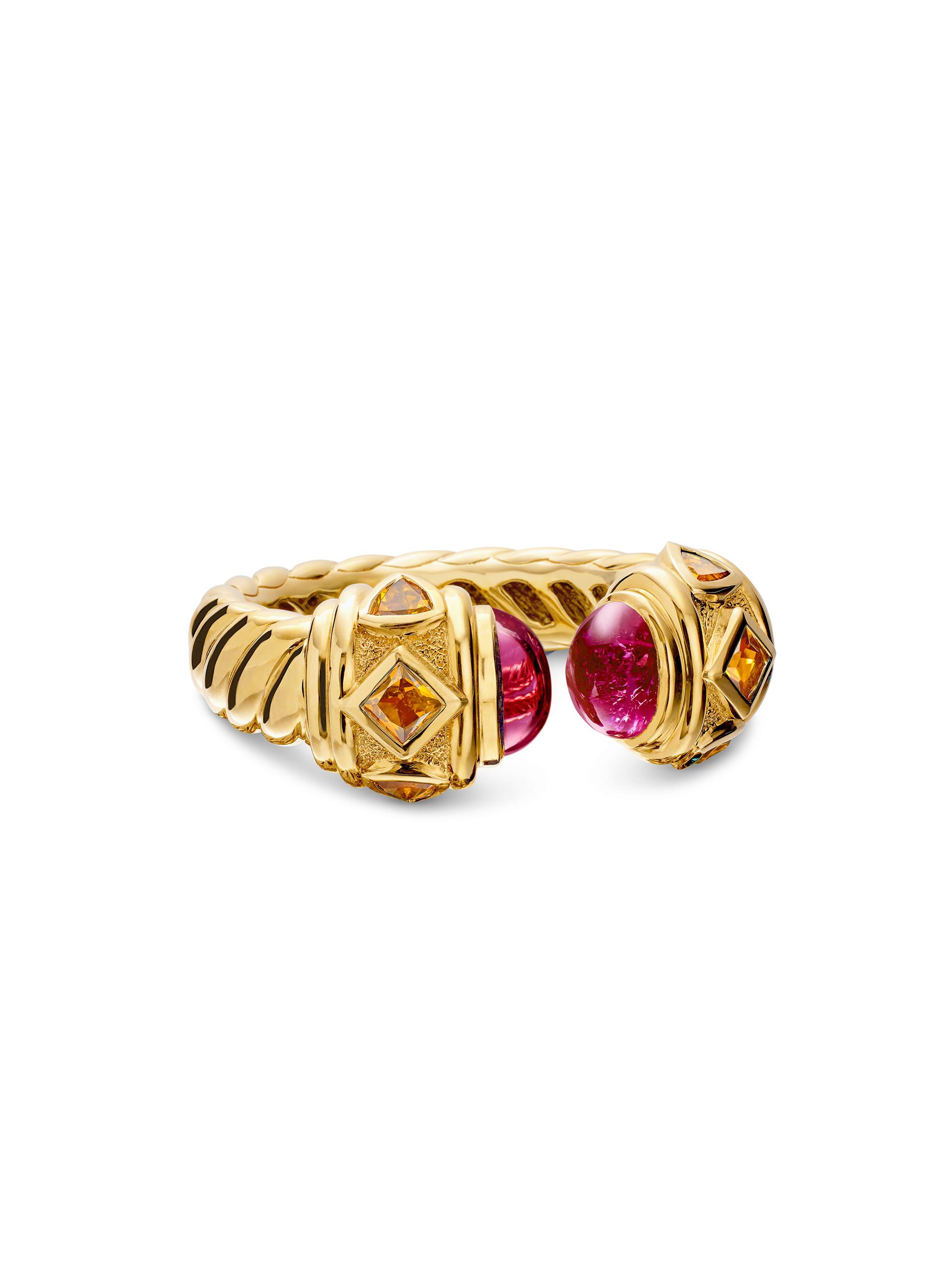 David Yurman Women's Renaissance Color Ring in 18K Yellow Gold - Rubellite - Women's Jewelry And Watches