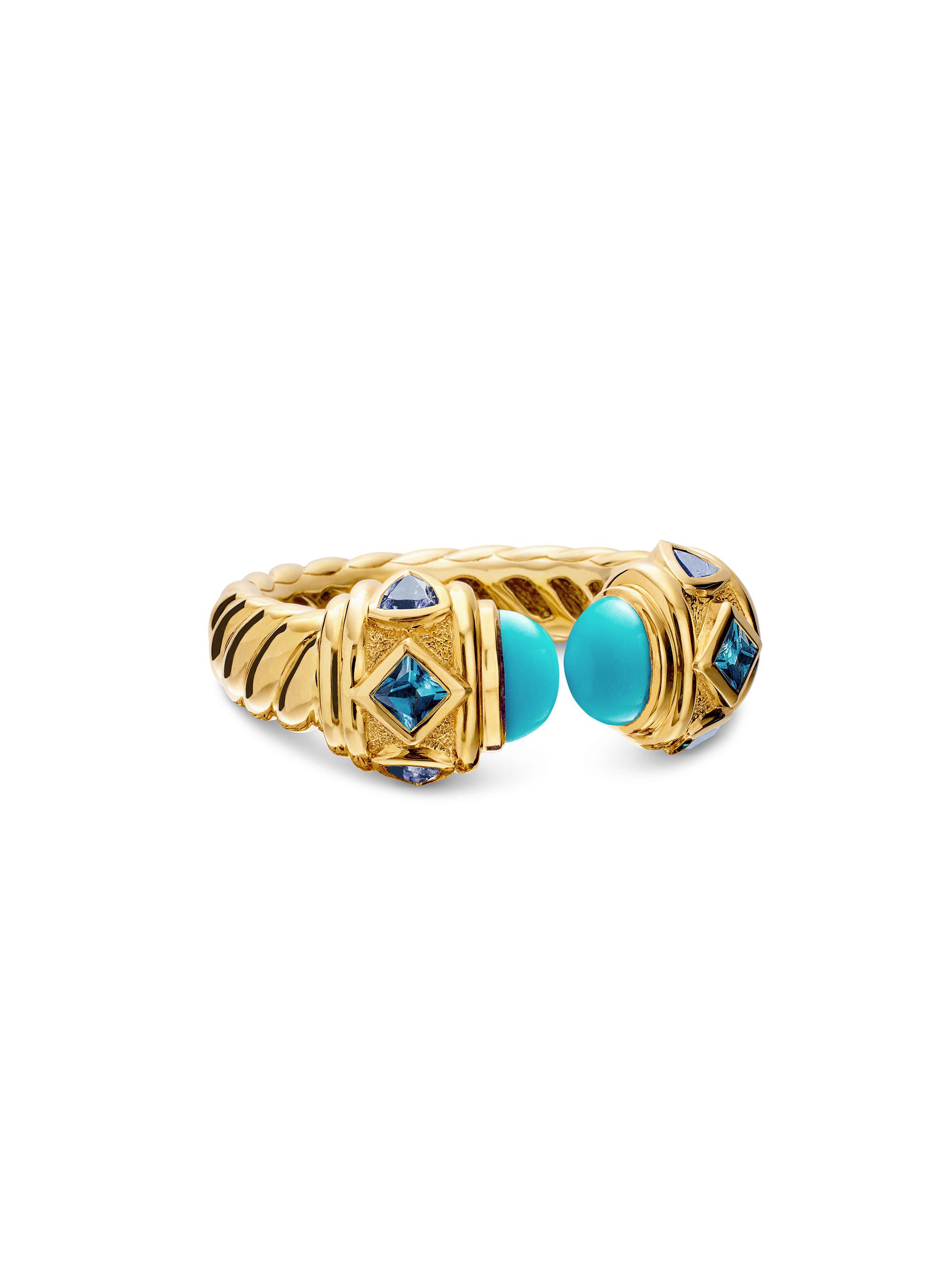 David Yurman Women's Renaissance Color Ring in 18K Yellow Gold - Turquoise