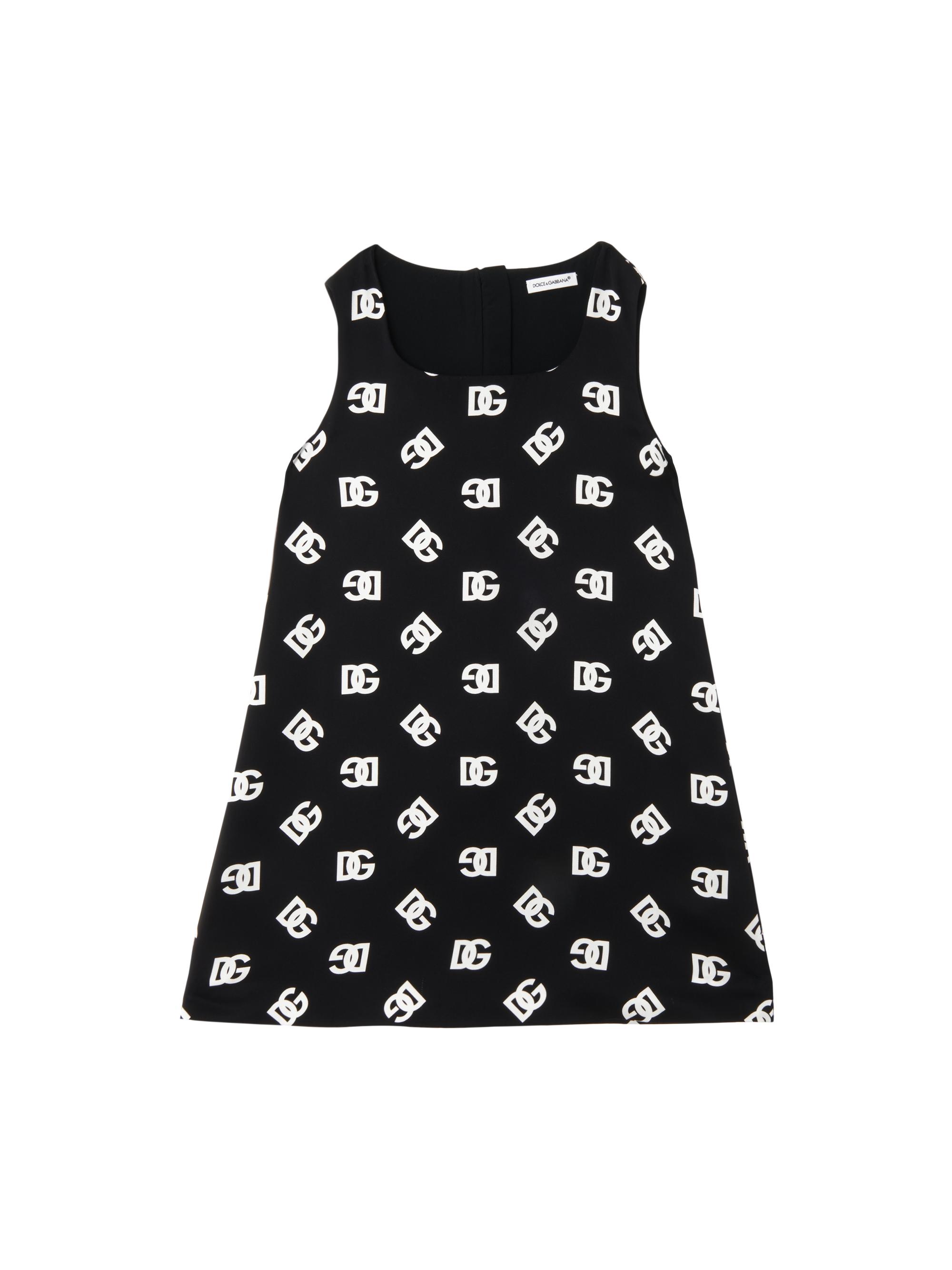 Dolce & Gabbana Little Girl's & Girl's Logo Sleeveless Dress - Black White Logo