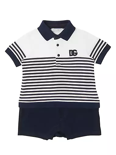 Baby Boy's Striped Polo-Shirt Shortall