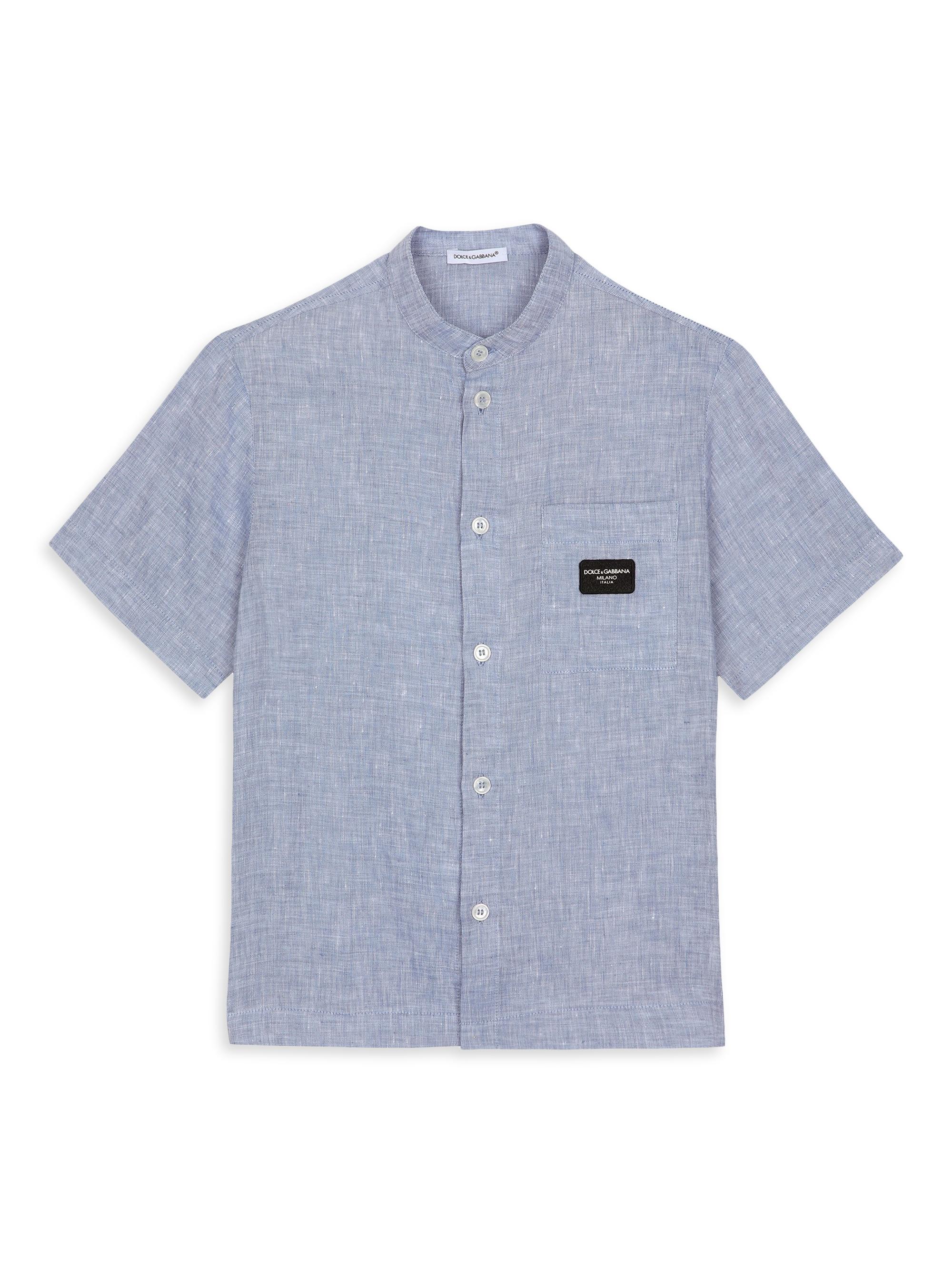 Dolce & Gabbana Little Boy's & Boy's Linen Short-Sleeve Shirt - Blue