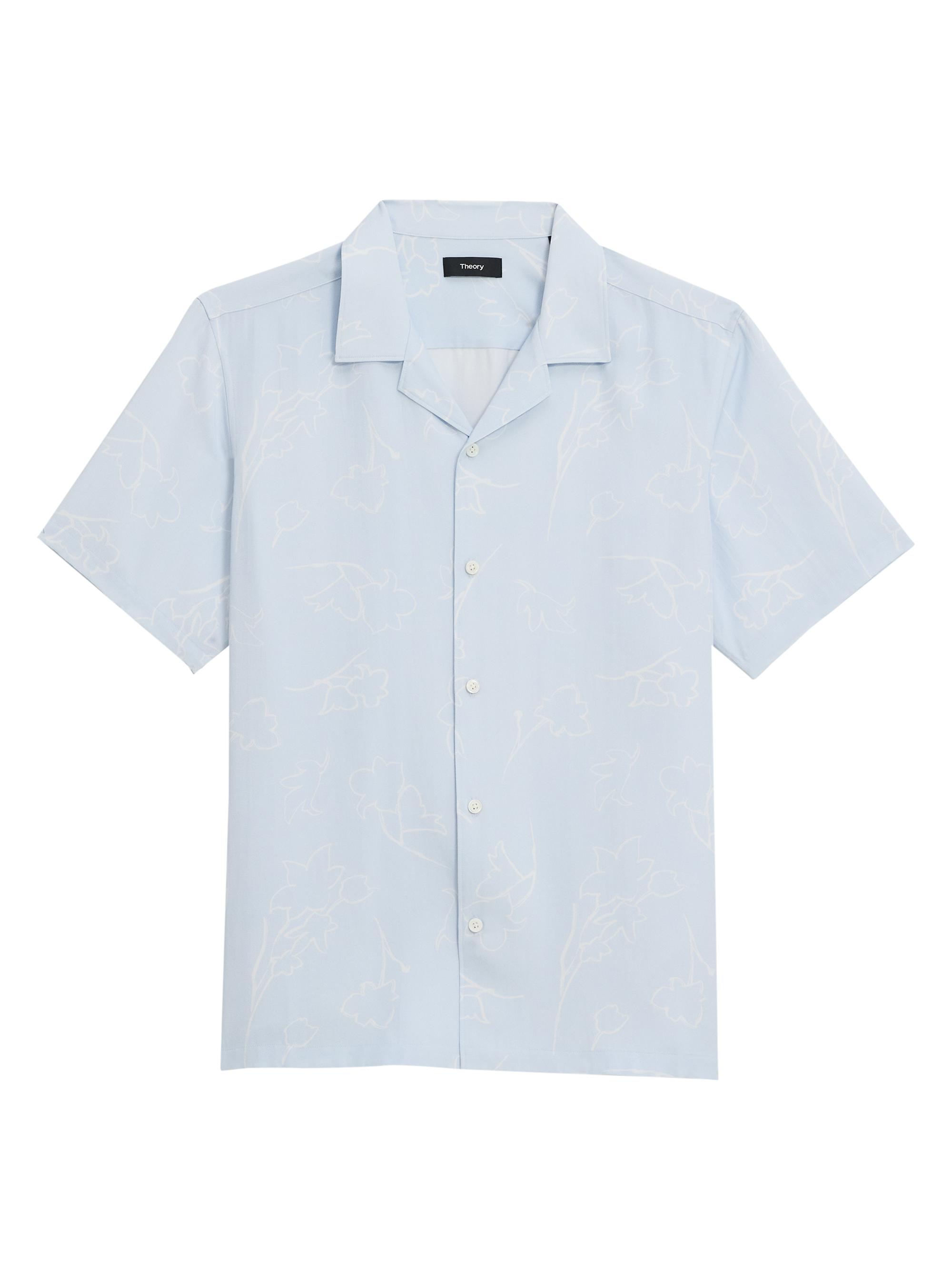 Theory Men's Irving Sketch Floral Short-Sleeve Shirt - Sky Light
