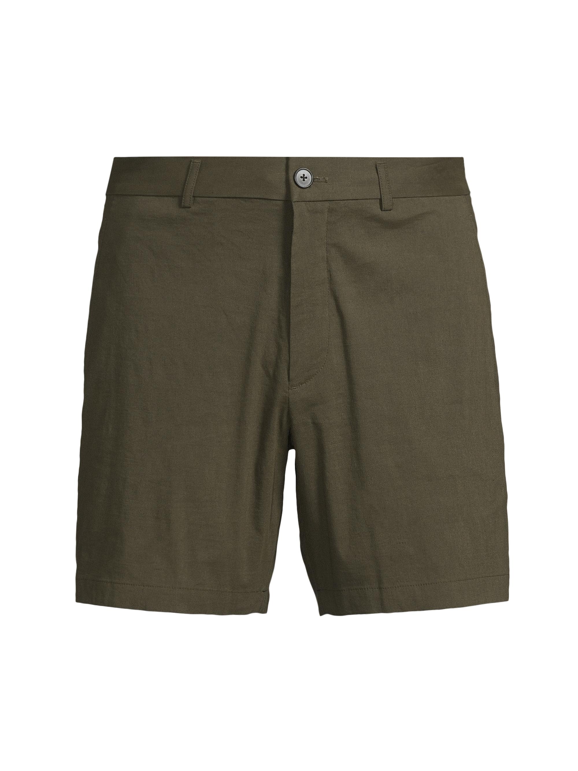 Theory Men's Curtis Linen-Blend Shorts - Dark Olive