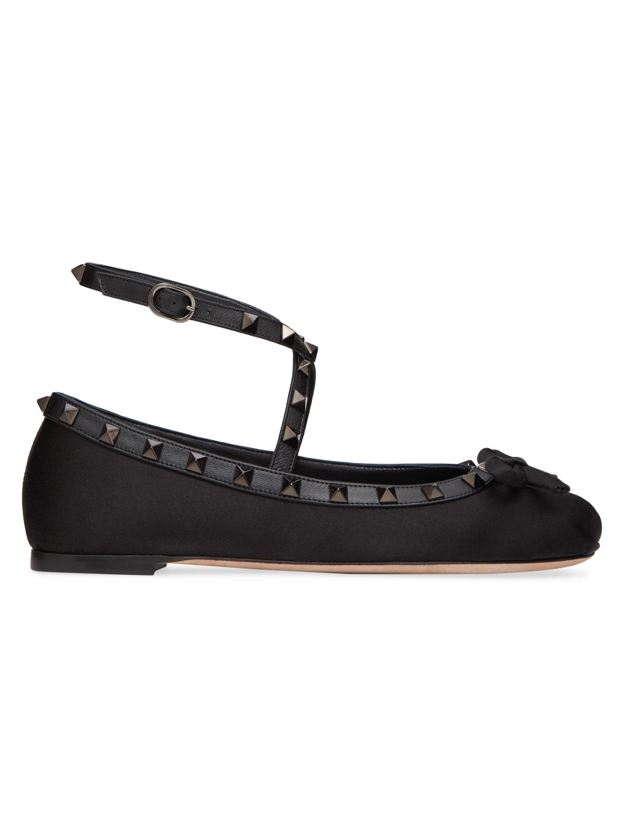 Valentino Garavani Rockstud 5MM Velvet Ballerina Flats | Saks