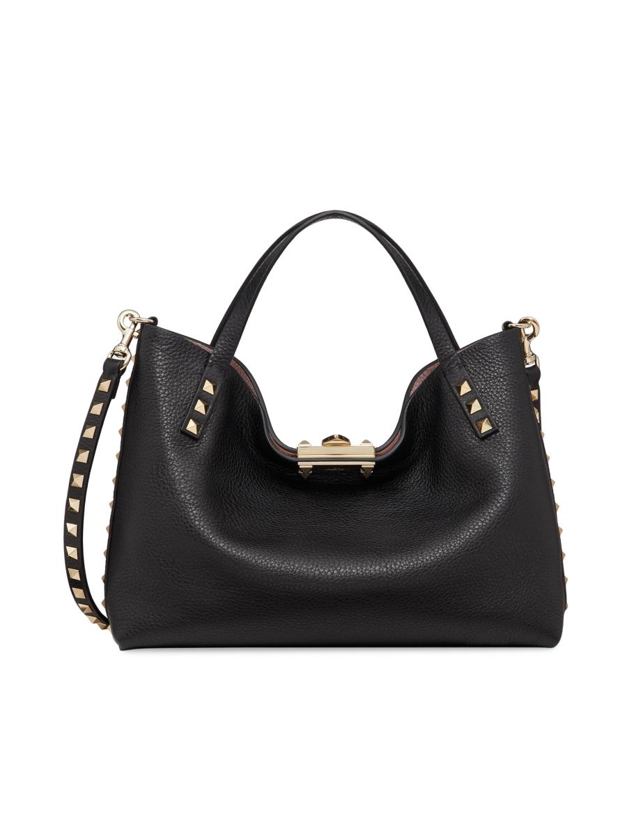 Valentino Garavani Small Rockstud Grainy Calfskin Bag With