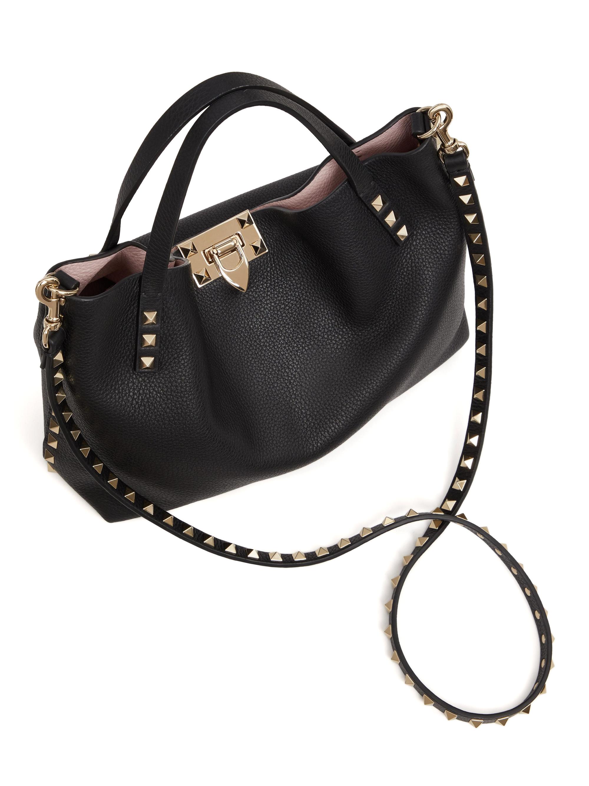 Valentino Garavani Small Rockstud Grainy Calfskin Bag With