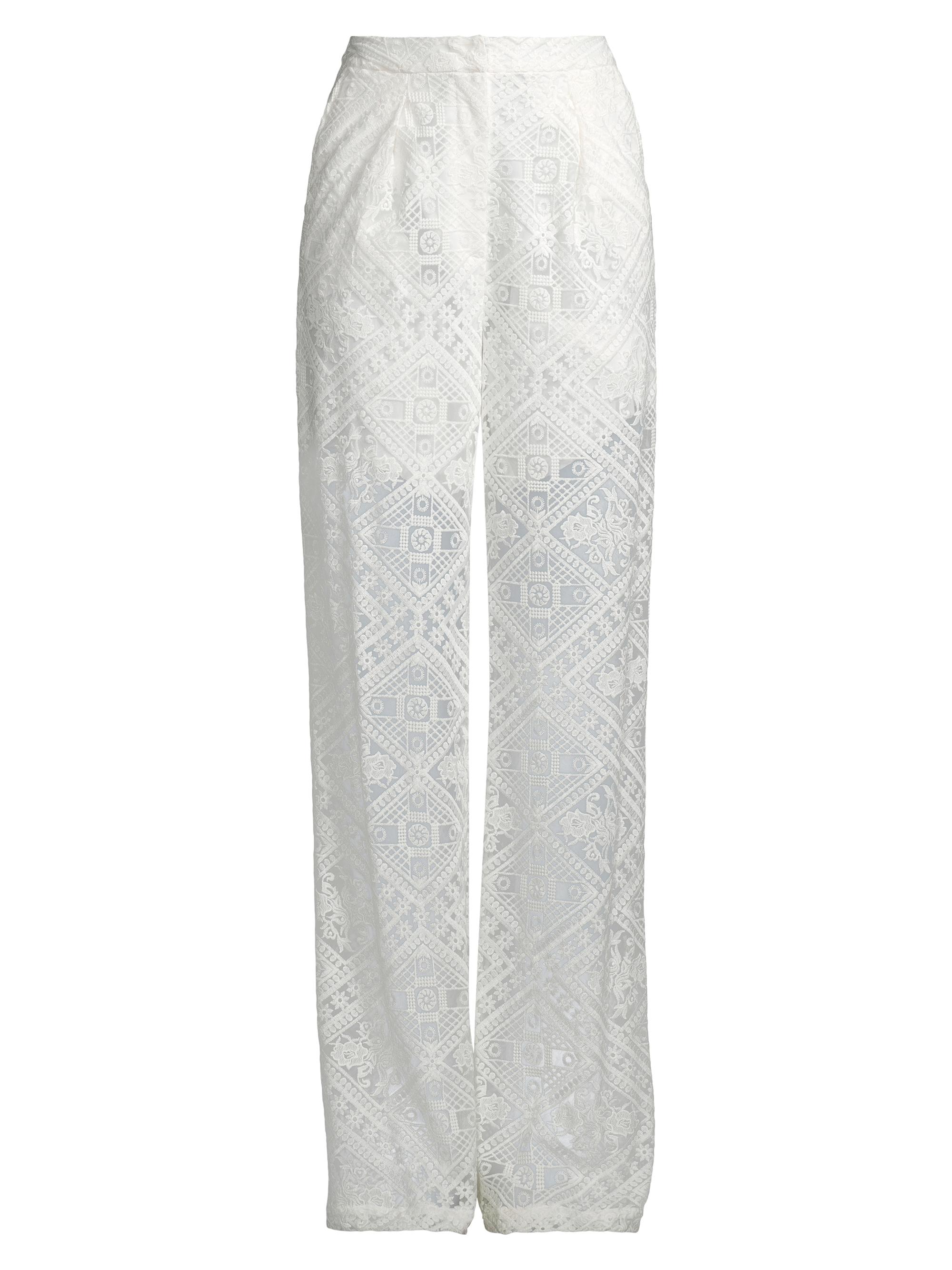 Misook Women's Straight-Leg Lace Pants - White