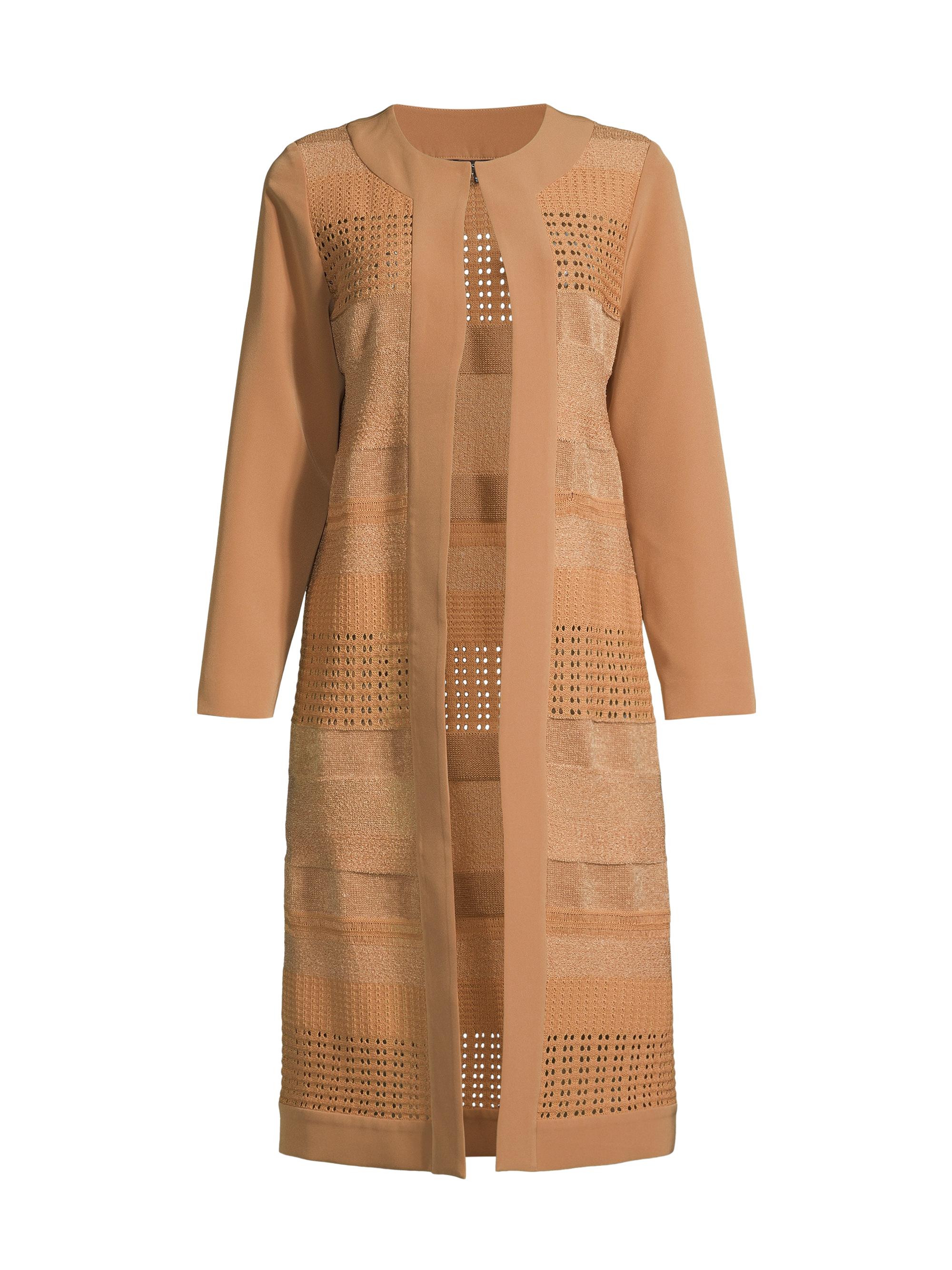 Misook Women's Pointelle Knit Topper Jacket - Italian Clay