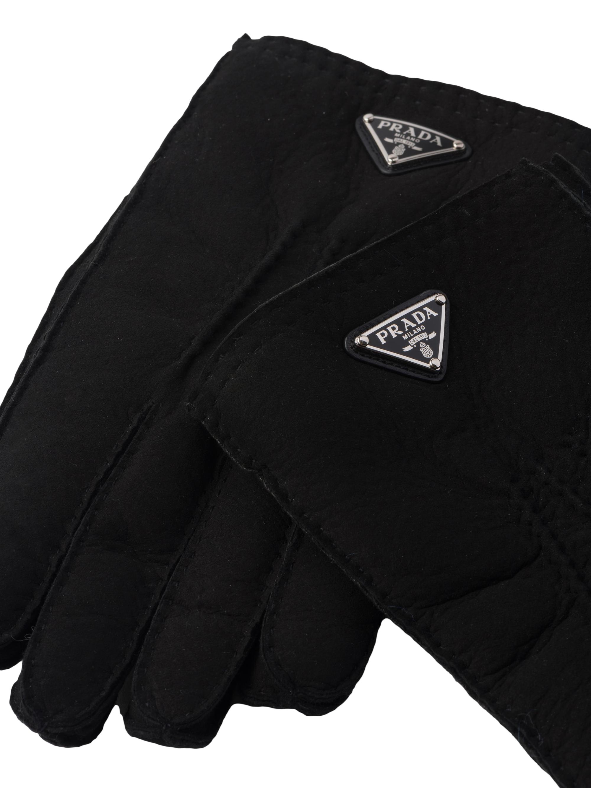 Prada Fabric and leather gloves - Black