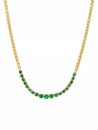 14K Yellow Gold & Emerald Necklace