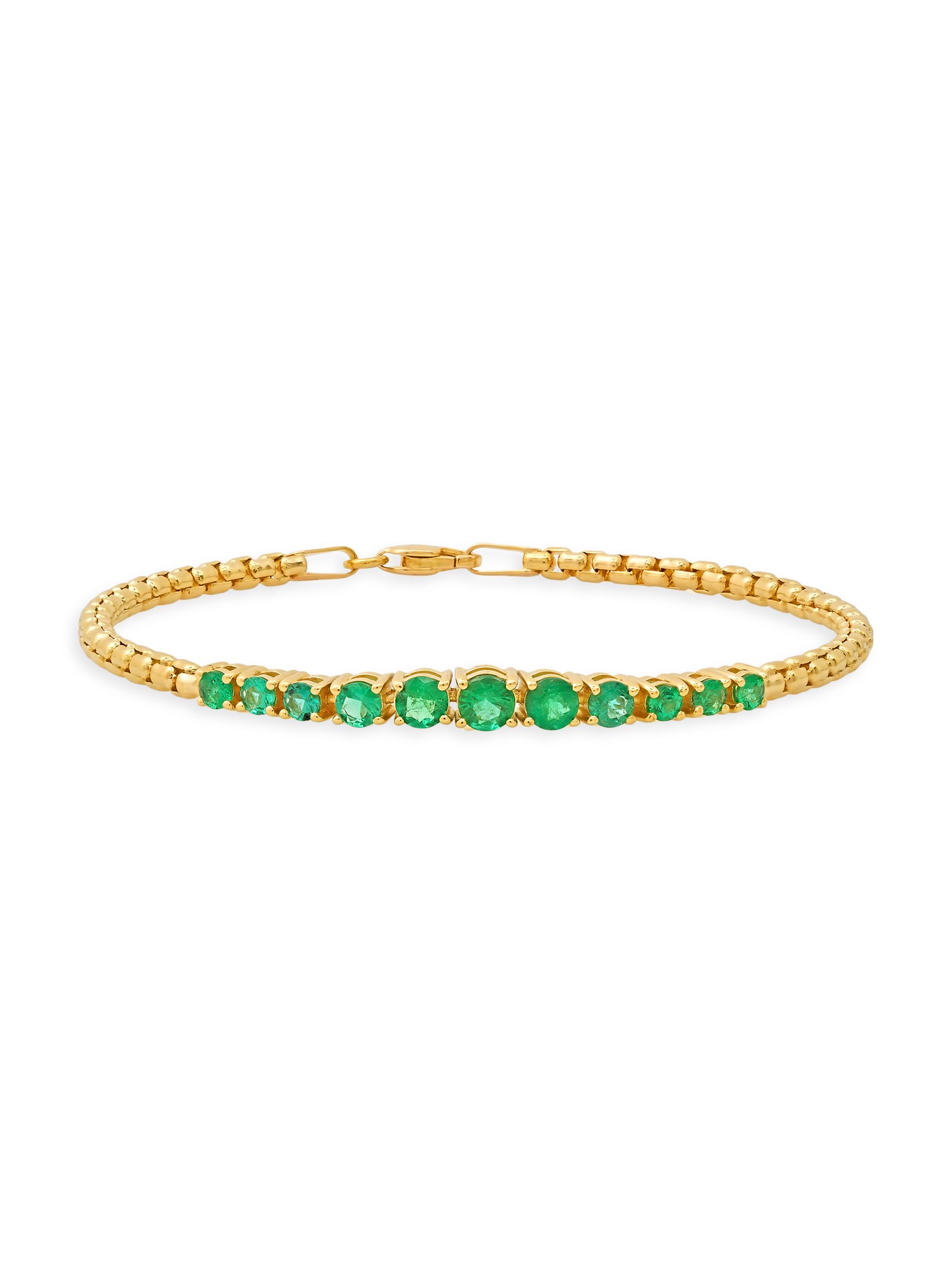 Shylee Rose Jewelry Women's 14K Yellow Gold & Emerald Bracelet - Gold
