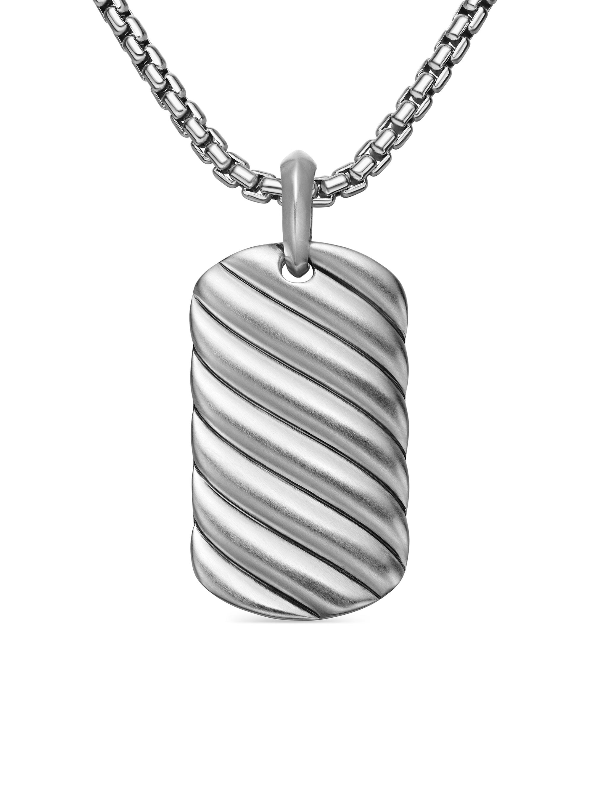 David Yurman Men's Sculpted Cable Tag In Sterling Silver - Silver