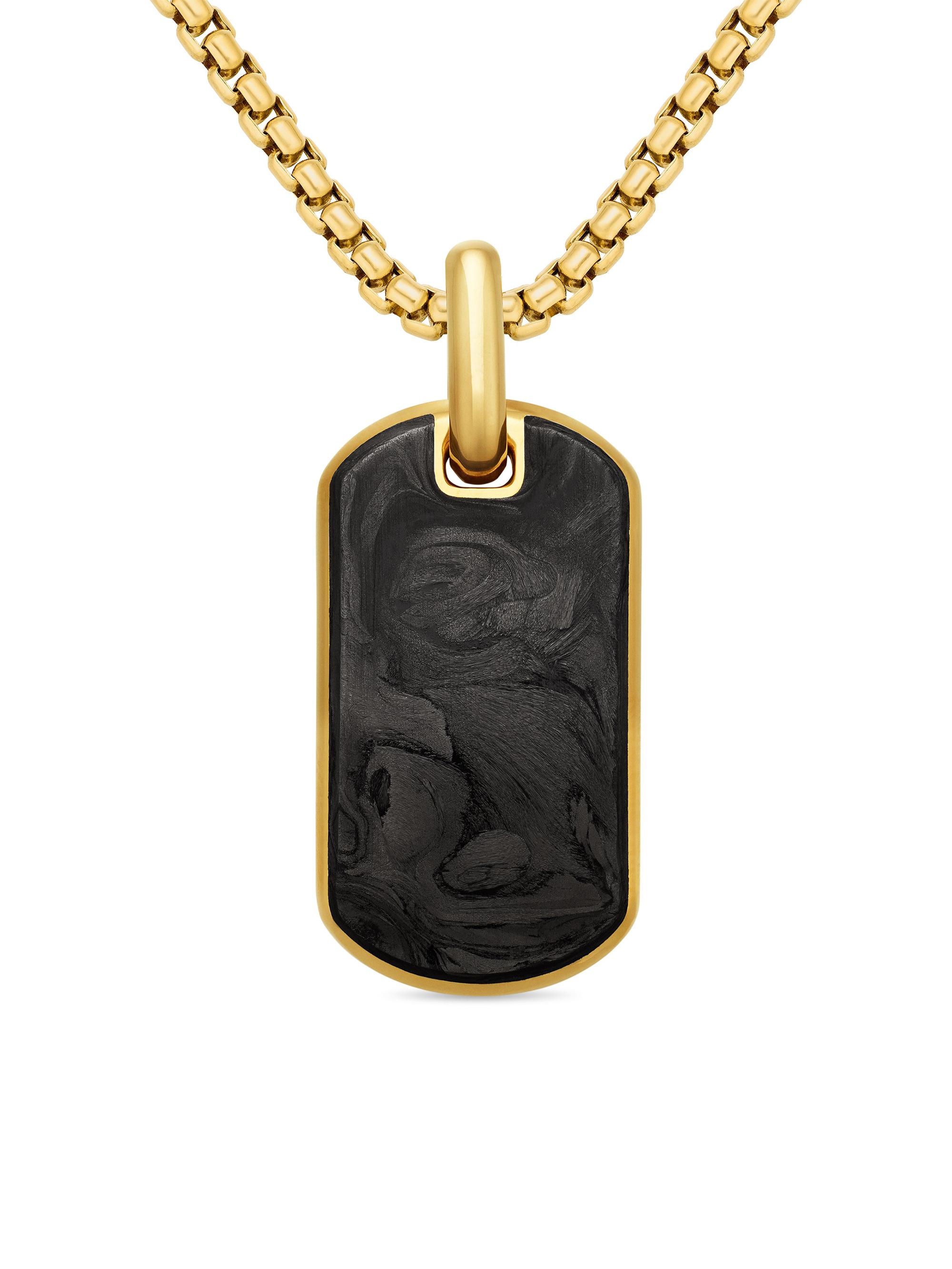 David Yurman Men's Forged Carbon Tag in 18K Yellow Gold - Forged Carbon