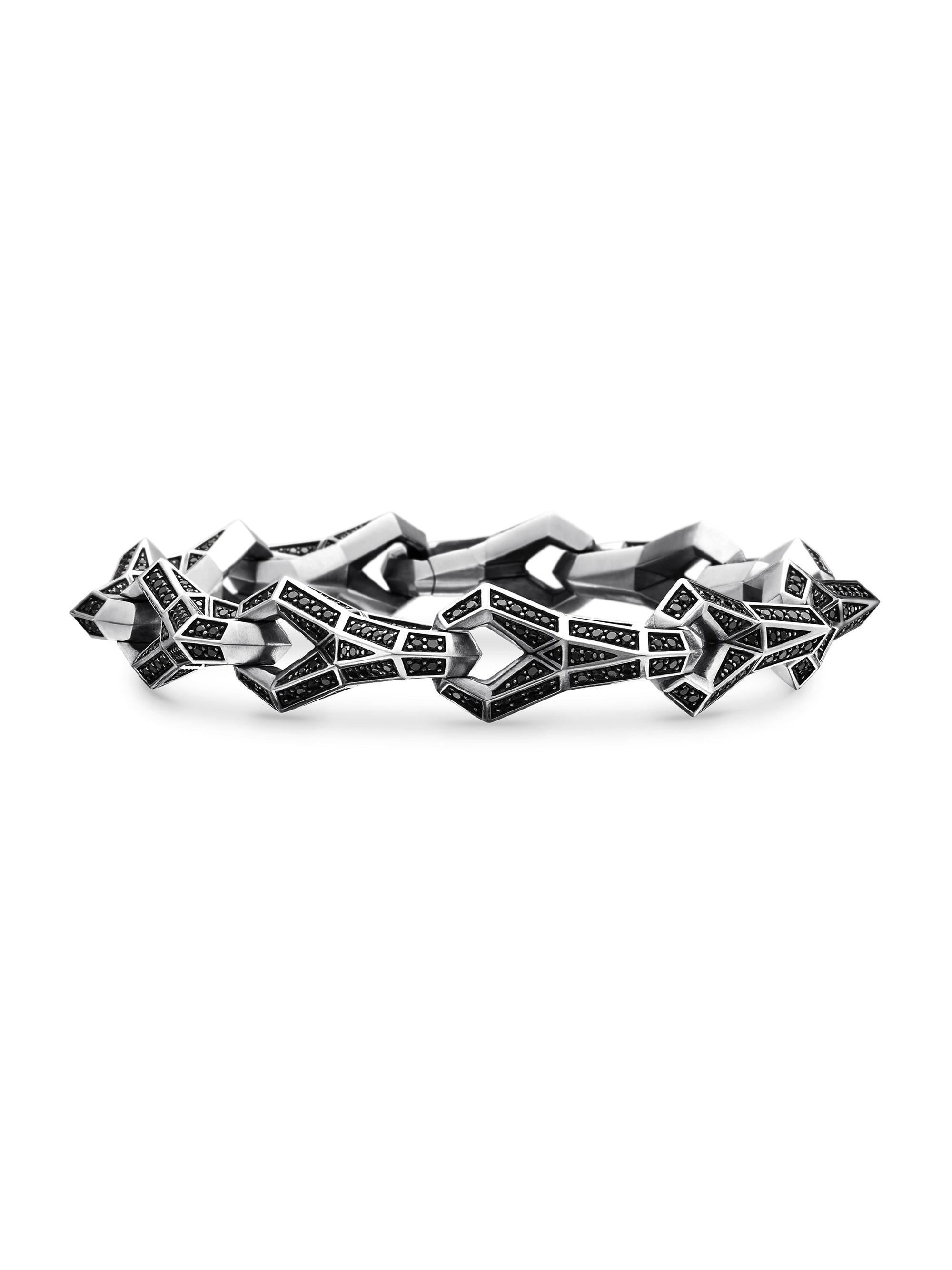 David Yurman Men's Faceted Link Bracelet In Sterling Silver - Black Diamond
