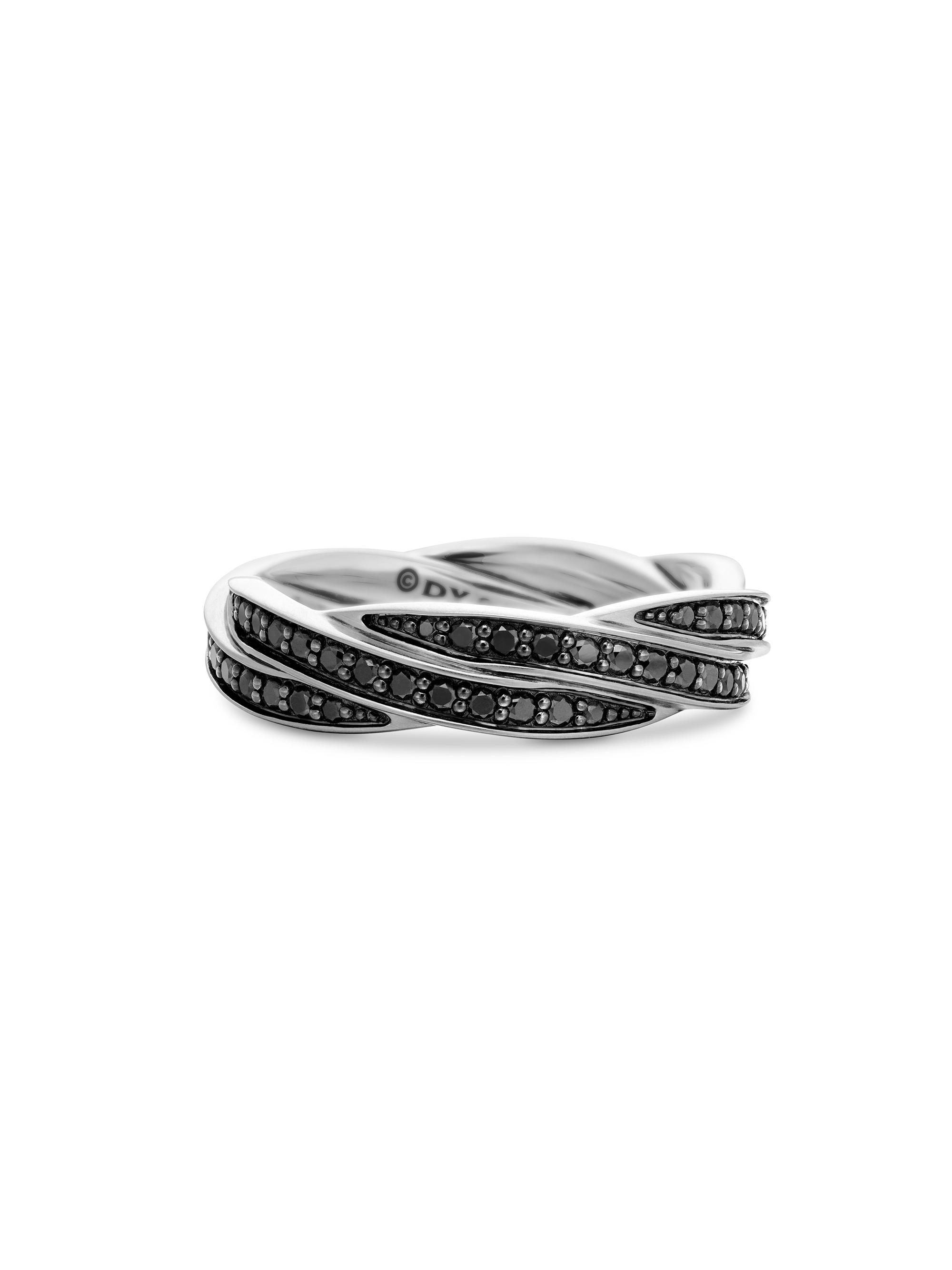 David Yurman Men's DY Helios Band Ring in Sterling Silver - Black Diamond
