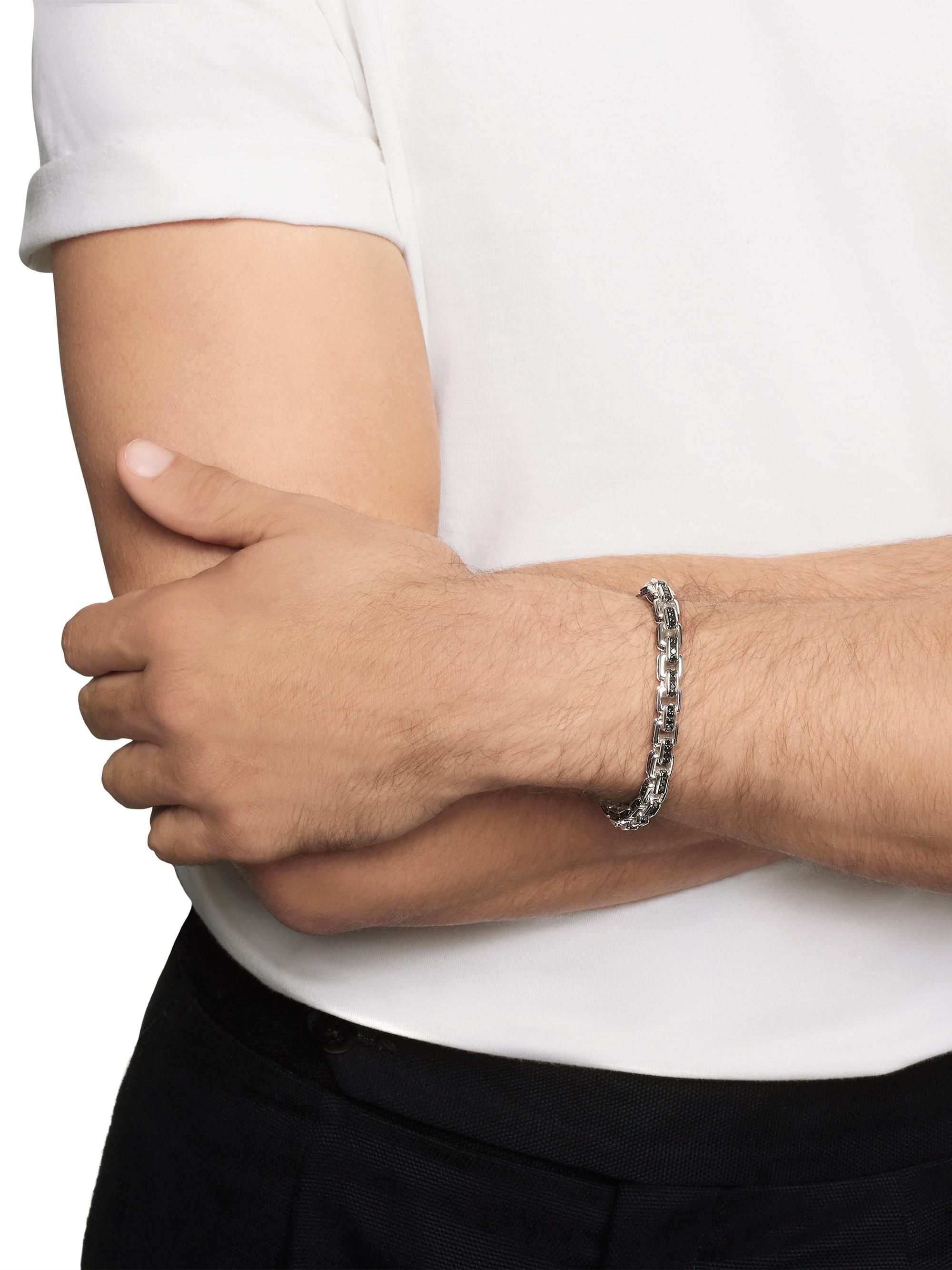 David Yurman Men's Box Chain Bracelet In Sterling Silver - Black Diamond