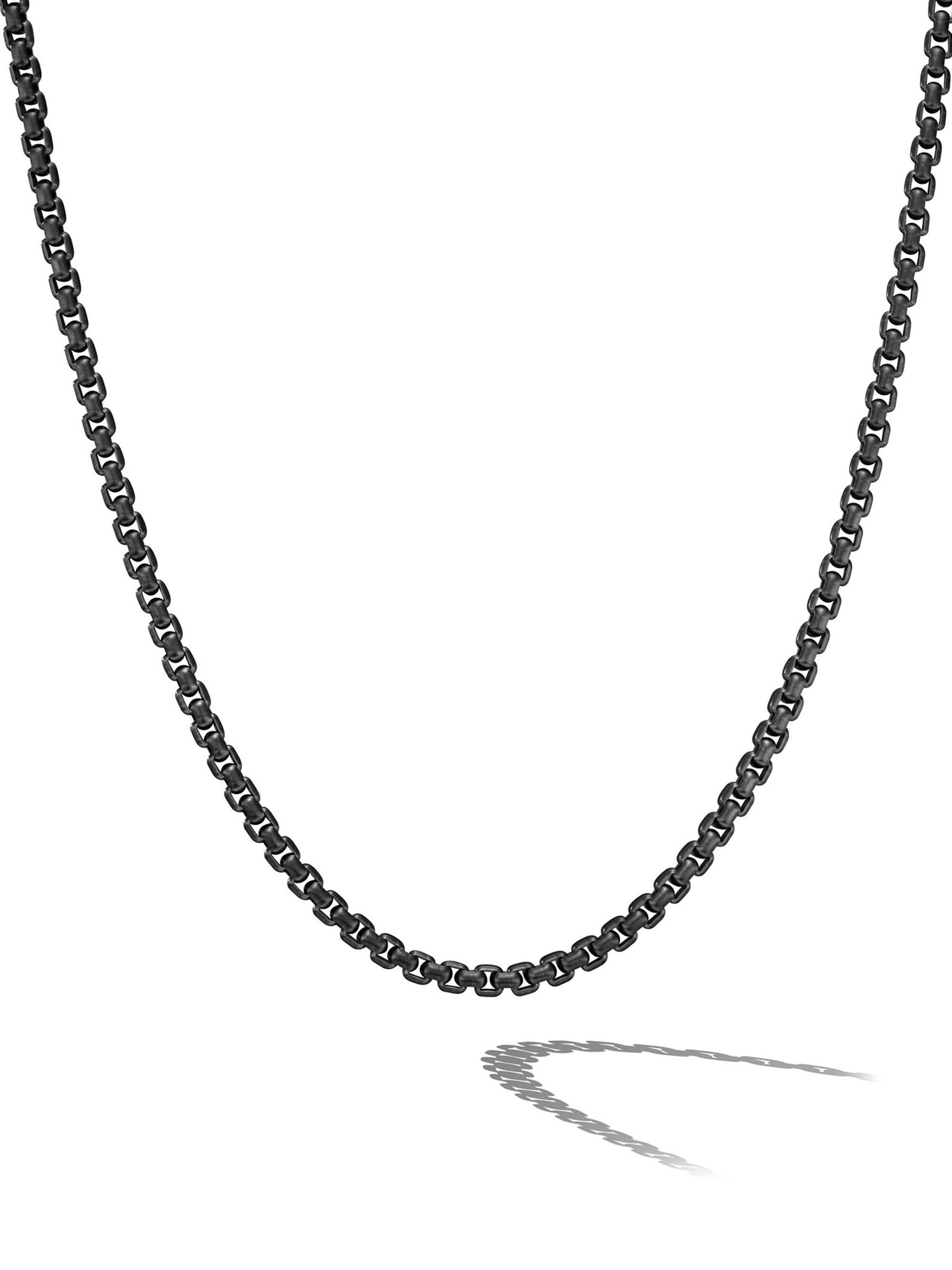 David Yurman Men's Box Chain Necklace in Stainless Steel and Sterling Silver 5mm - Silver
